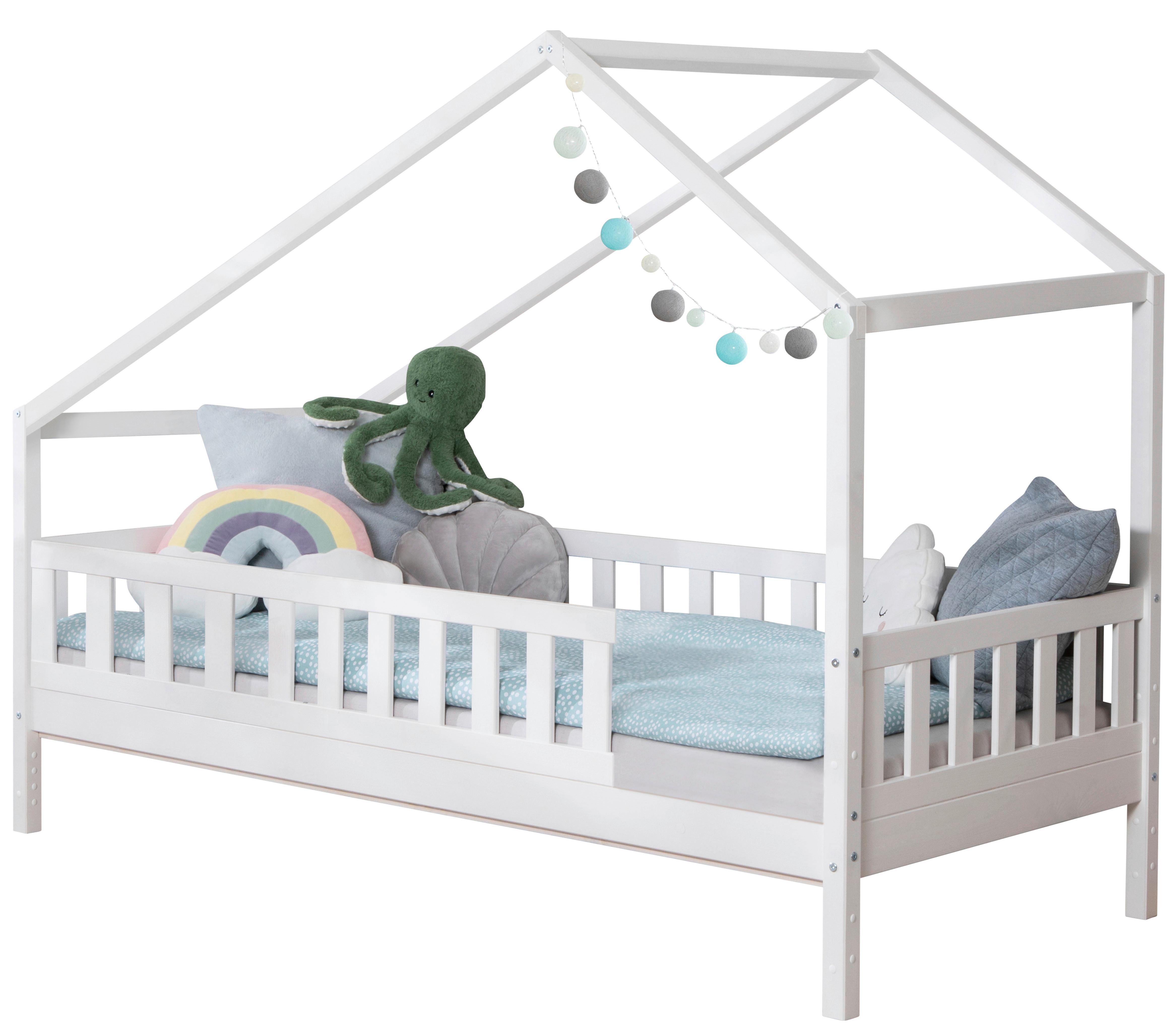 Hausbett Lou Weiß B: 140 Cm - Weiß/Naturfarben, MODERN, Holz/Textil (140/200cm) - MID.YOU