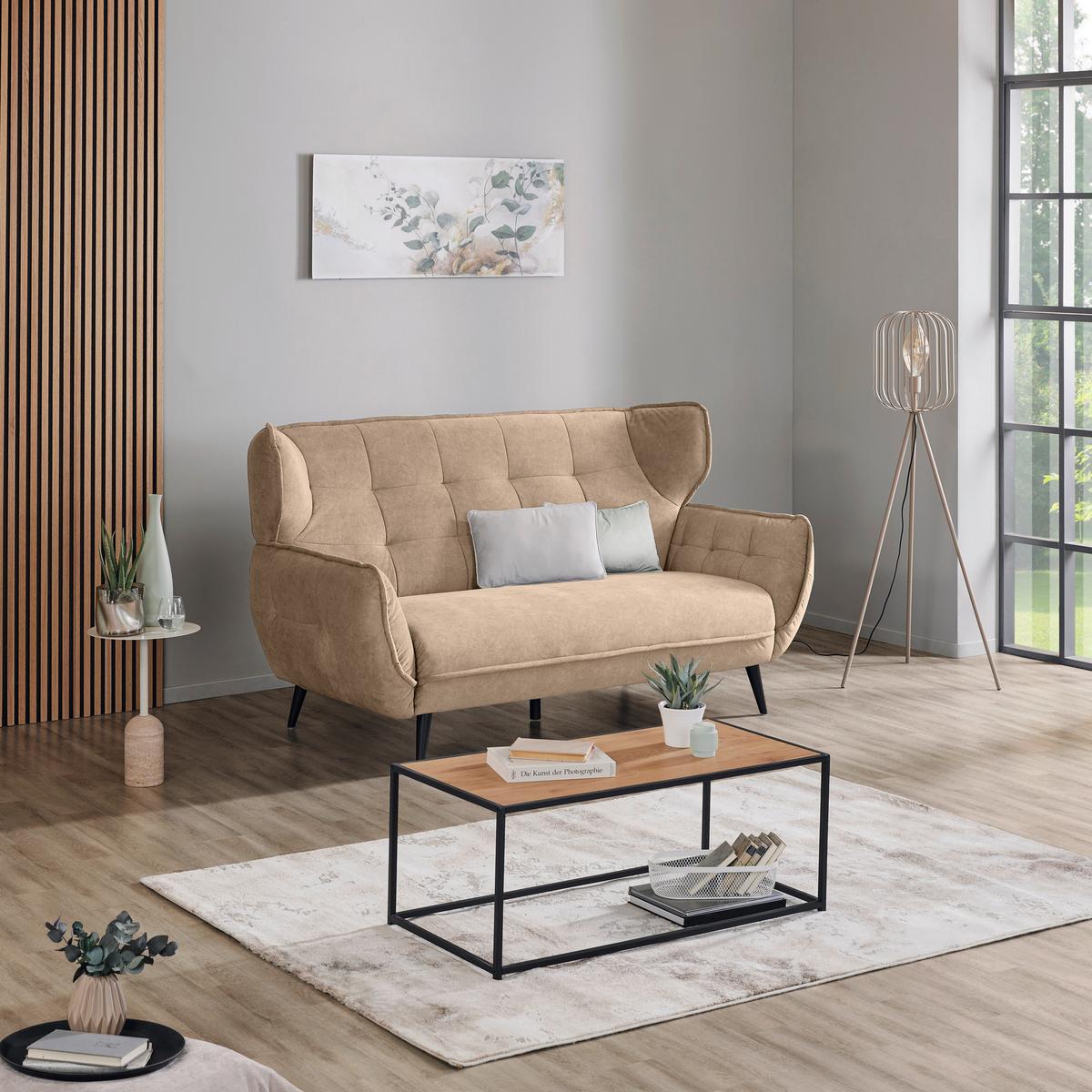Dvojmiestna pohovka PESCARA, sahara - čierna/Sahara, Modern, textil (191/105/98cm)