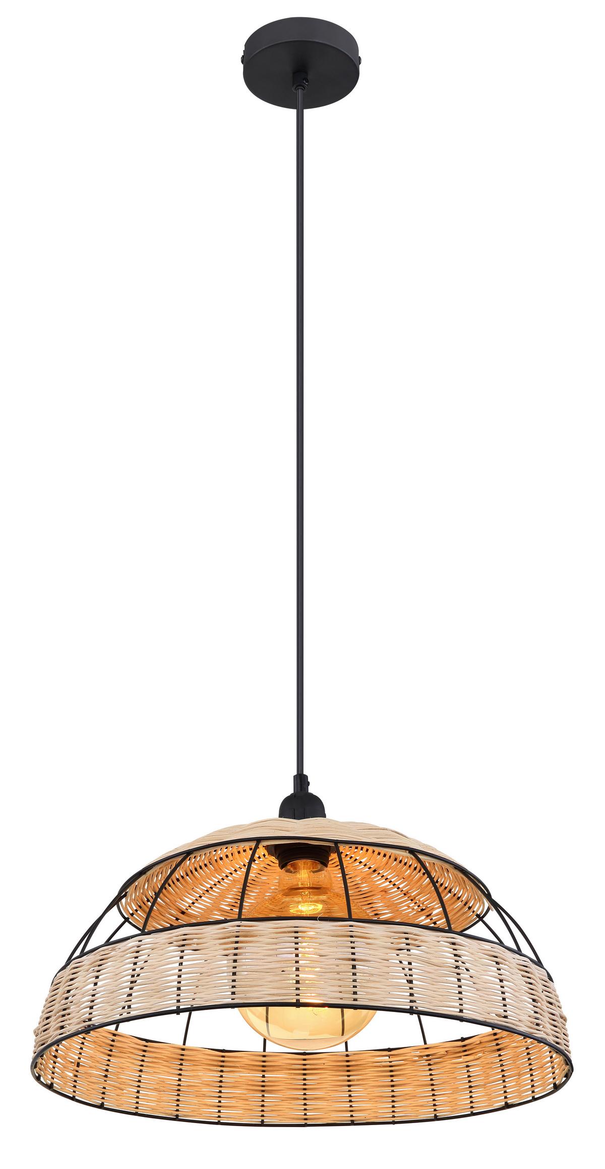 Hängeleuchte Ulleu H: 120 cm 1-Flammig, Schwarz/Naturfarben - Schwarz/Naturfarben, Natur, Kunststoff/Metall (40/120cm) - Globo