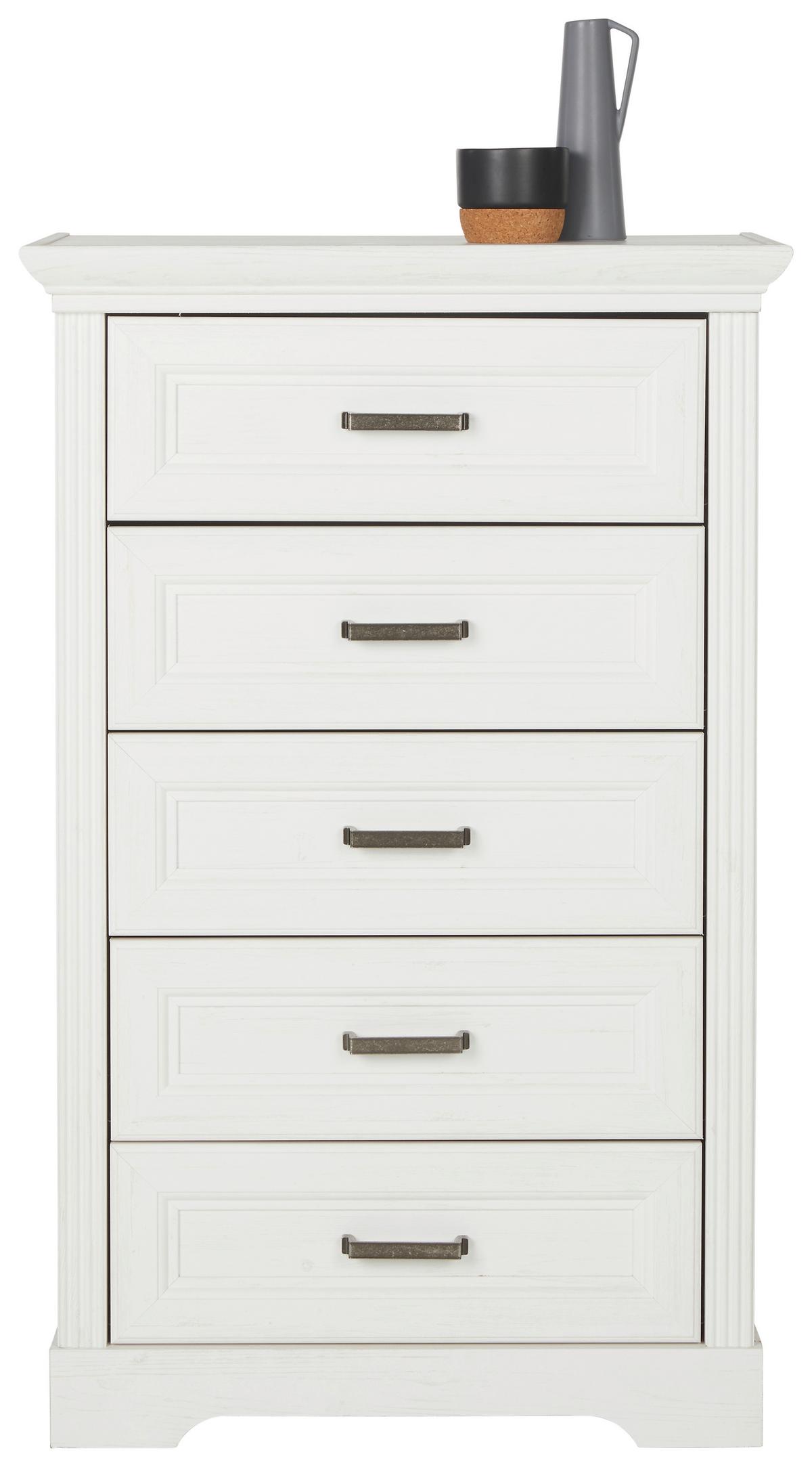 Komoda MARILOU biela, úzka - čierna/biela, Romantik / Landhaus, kov/kompozitné drevo (67/108/41cm) - Zandiara
