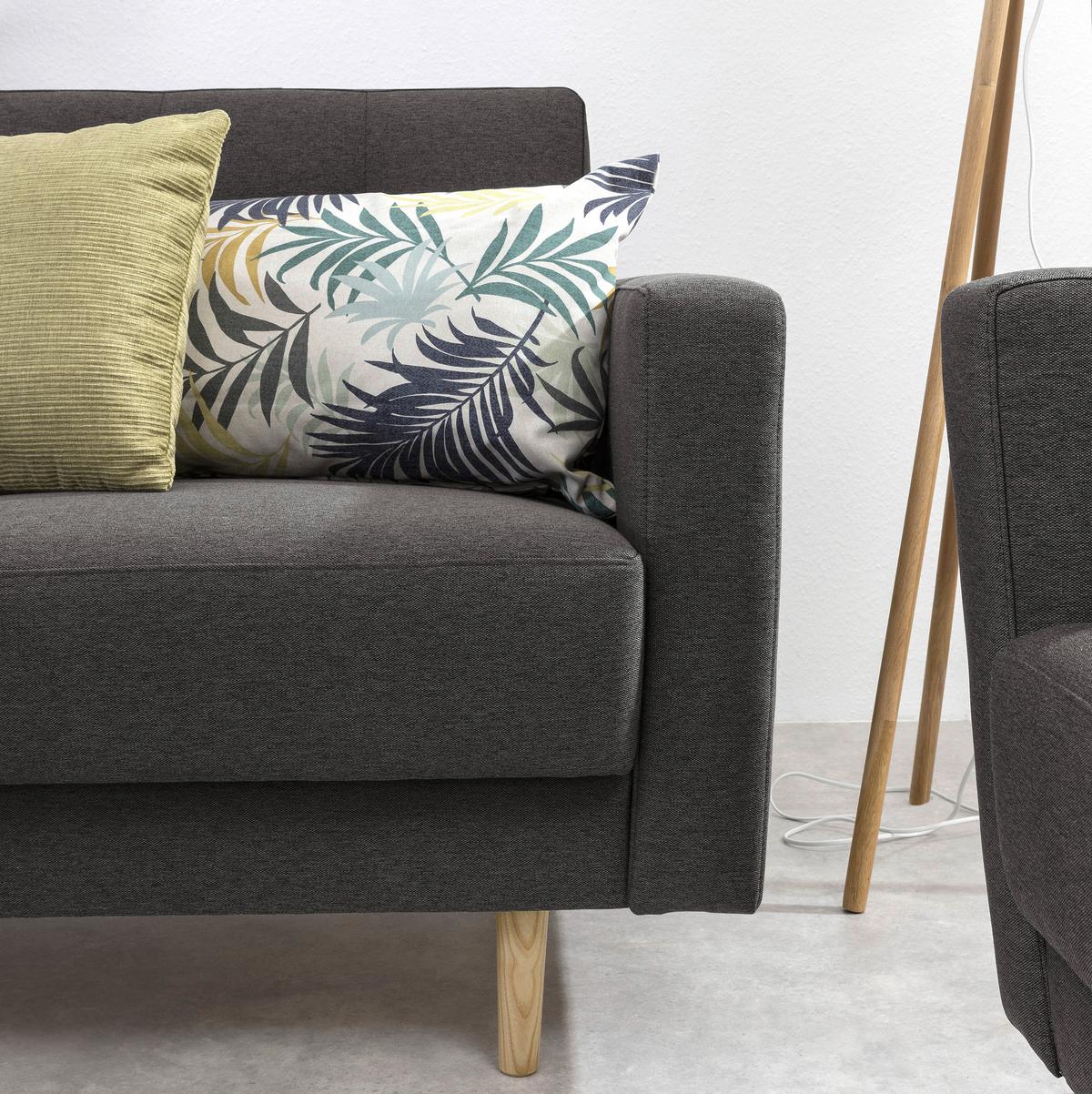 2-Sitzer-Sofa + Schlaffunktion Jasmin mit Armlehnen Anthrazit - Eschefarben/Anthrazit, MODERN, Textil (128/81/83cm) - Max Winzer