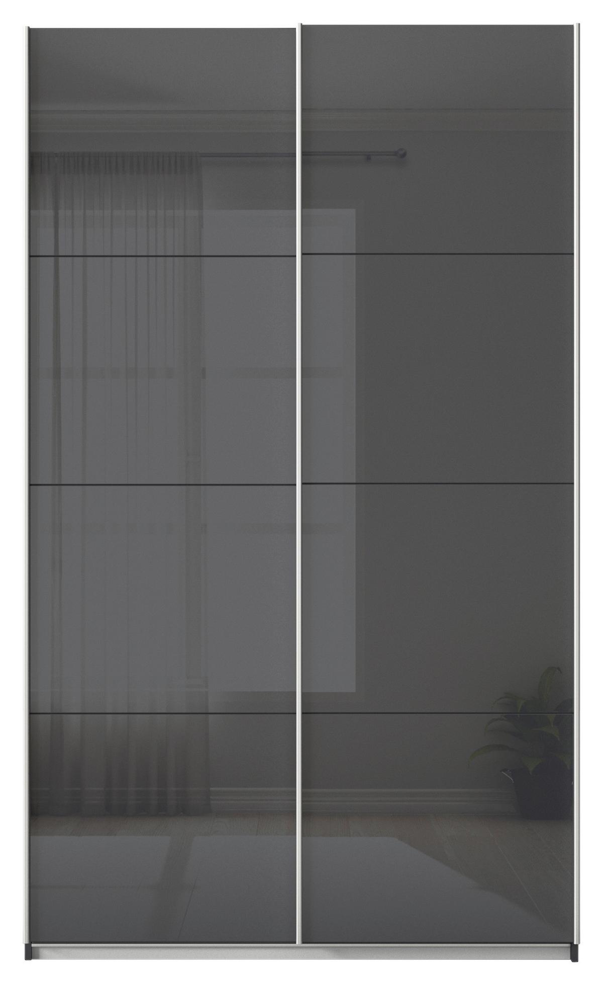 Tolóajtós Szekrény Feldkirch 136/229 Cm - magasfényű antracit/antracit, Modern, faalapú anyag/Üveg (136/229/62cm)