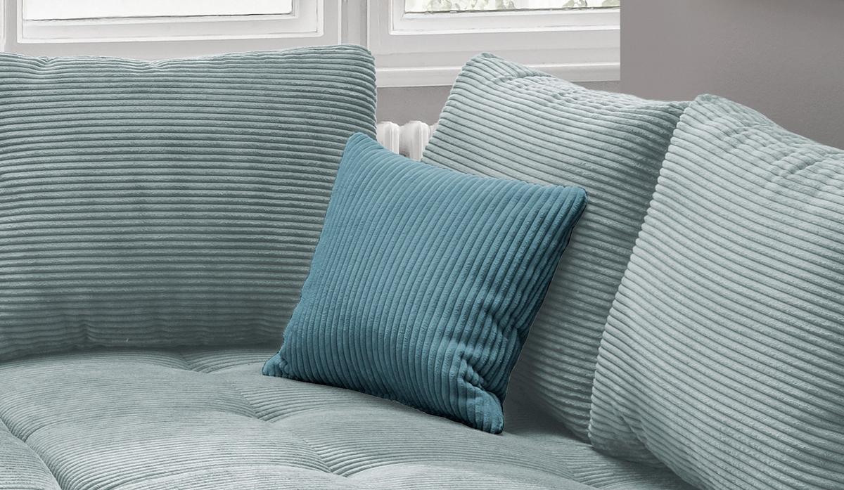 Rohová sedačka ALVITO, pravá, světle modrý manšestr - petrolej/barvy stříbra, Design, dřevo/textil (298/202cm) - MID.YOU