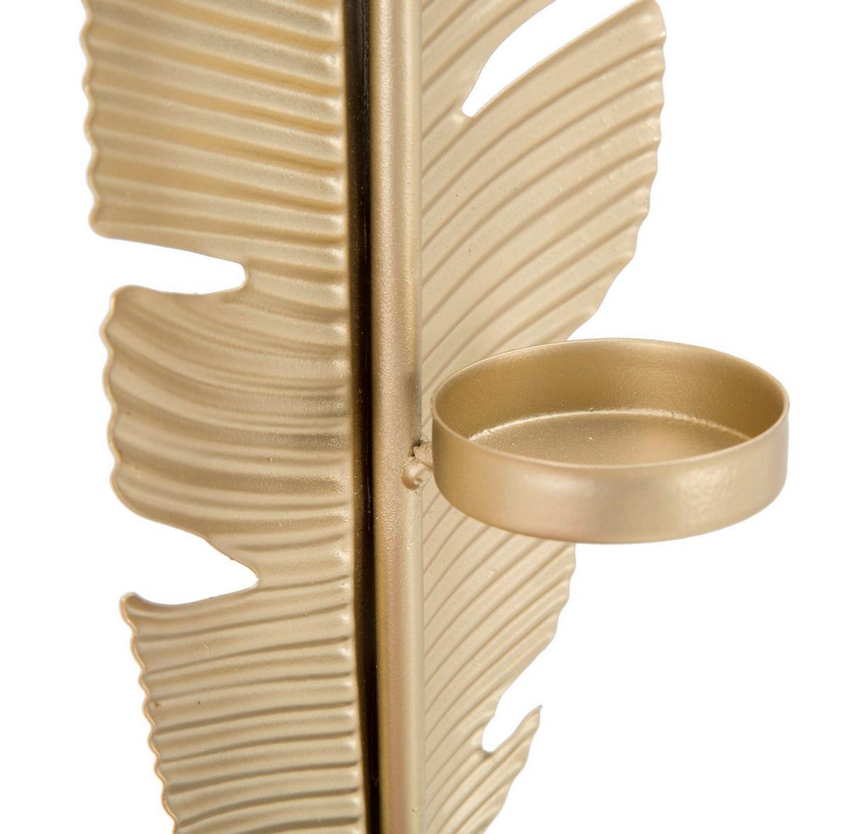 Skulptur Dekor Blatt Mit Kerzenhalter, B: 10 cm - Goldfarben, Basics, Metall (10/34/10cm)
