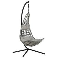 Hängesessel +gestell Edinburgh Mit Sitz- und Rückenkissen - Schwarz/Grau, KONVENTIONELL, Kunststoff (132/205/130cm) - Gardenson