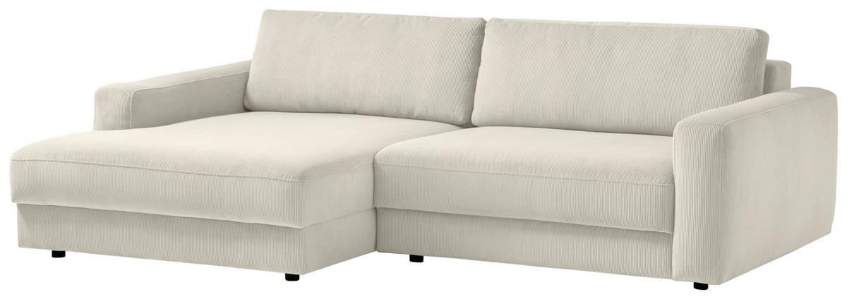 Ecksofa Bourbon - Creme/Schwarz, MODERN, Textil (176/250cm) - Trendmanufaktur