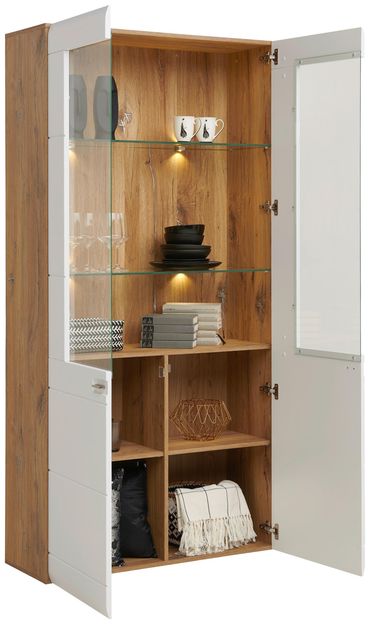 Vitrin Auris - Modern, faalapú anyag/Üveg (100/204,2/37,1cm) - Luca Bessoni