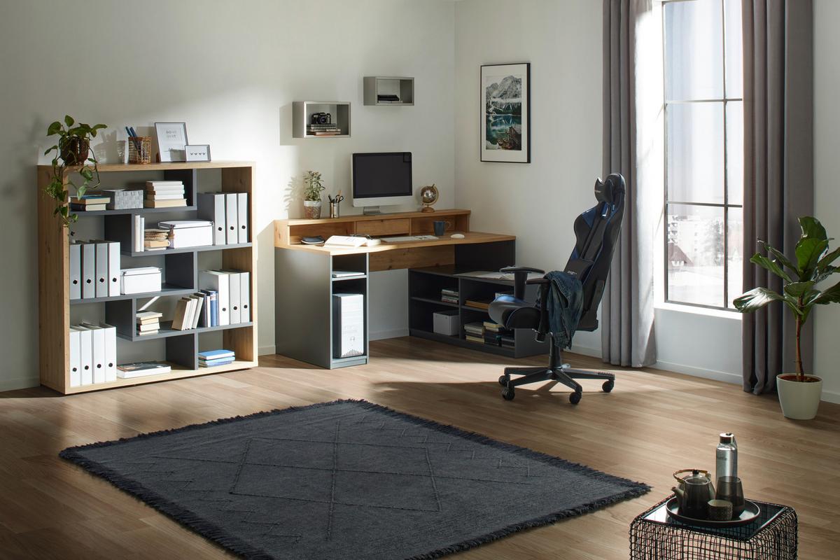 Písací stôl TEAMPLAYER - farba duba/antracitová, Modern, kompozitné drevo (160/92,4/120cm) - Mömax