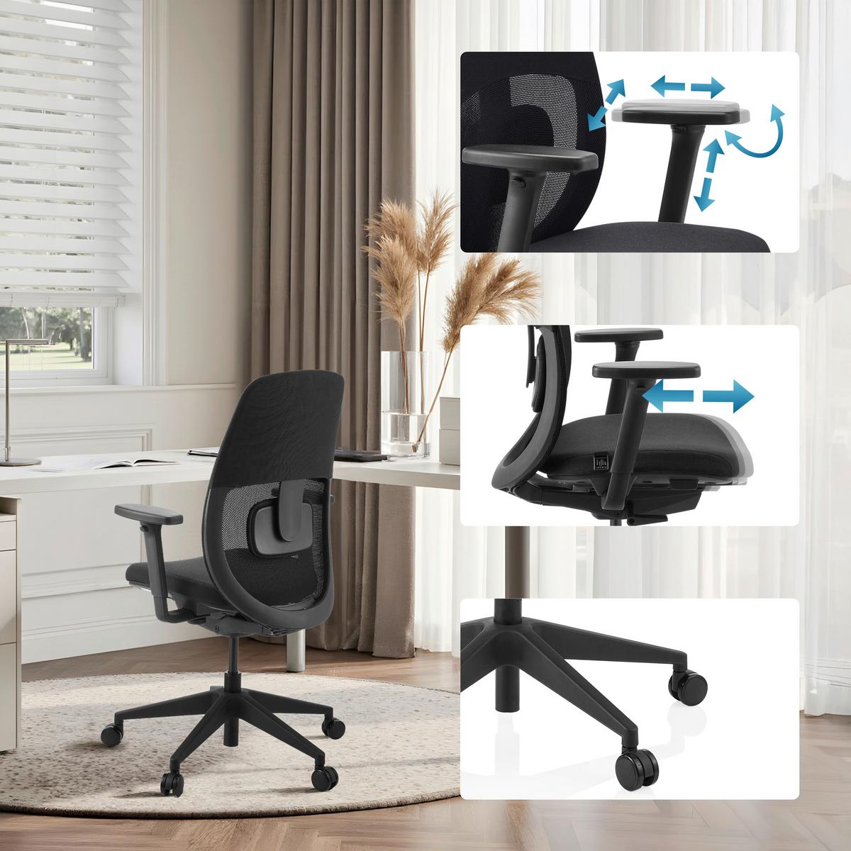 DREHSTUHL Skandis Schwarz B: 71cm - Schwarz, MODERN, Kunststoff/Textil (71/112/66cm) - MID.YOU