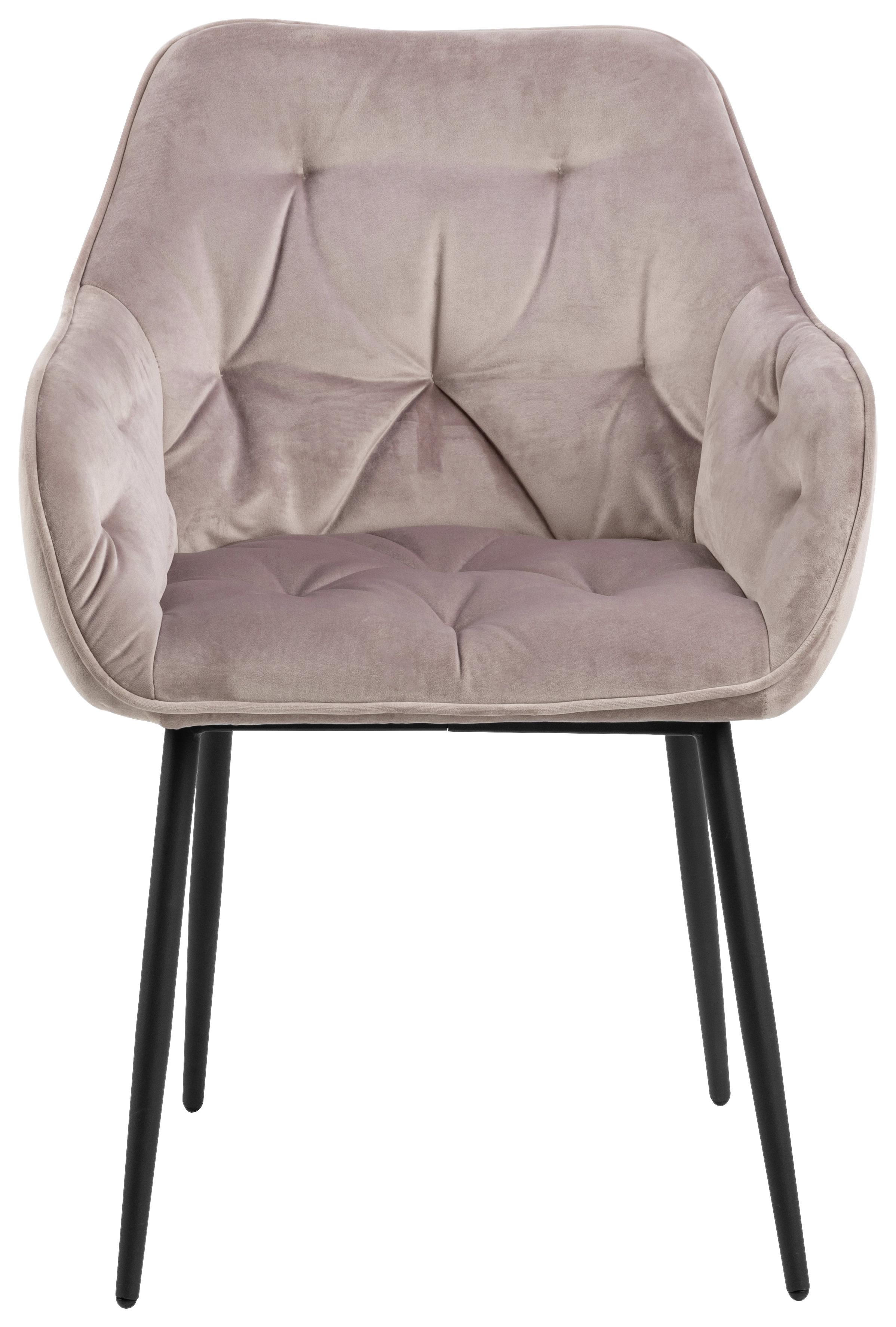 Židle S Područkami Brooke Růžová - růžová/černá, Trend, kov/textil (58/83/55cm) - Livetastic