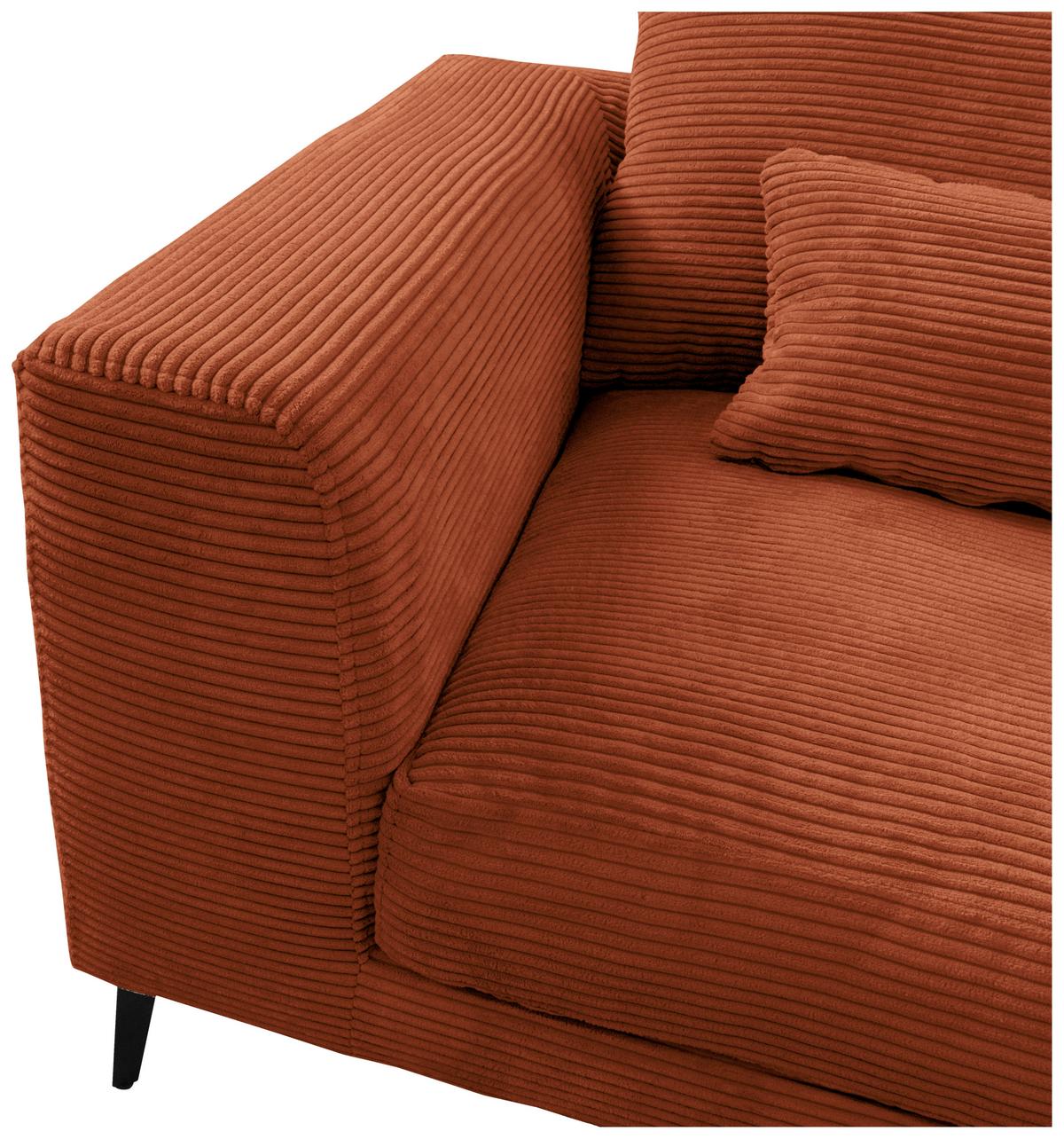 Ecksofa Berlin Cord Kupferfarben 313x172 cm - Schwarz/Kupferfarben, Design, Textil (313/172cm) - Livetastic