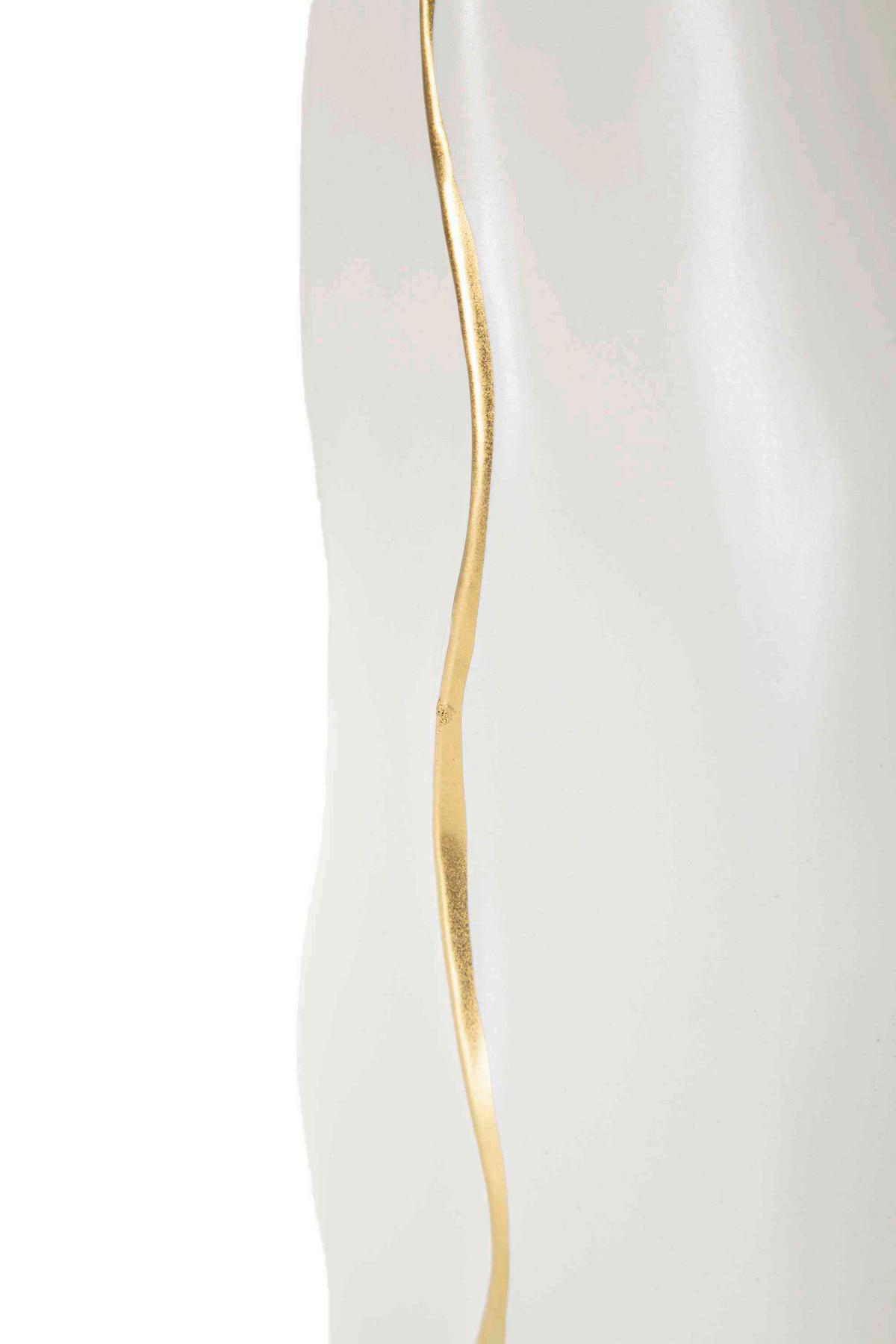 Vase Uma Weiß/goldfarben B: 16 Cm - Goldfarben/Weiß, Basics, Keramik (16/40/8cm)