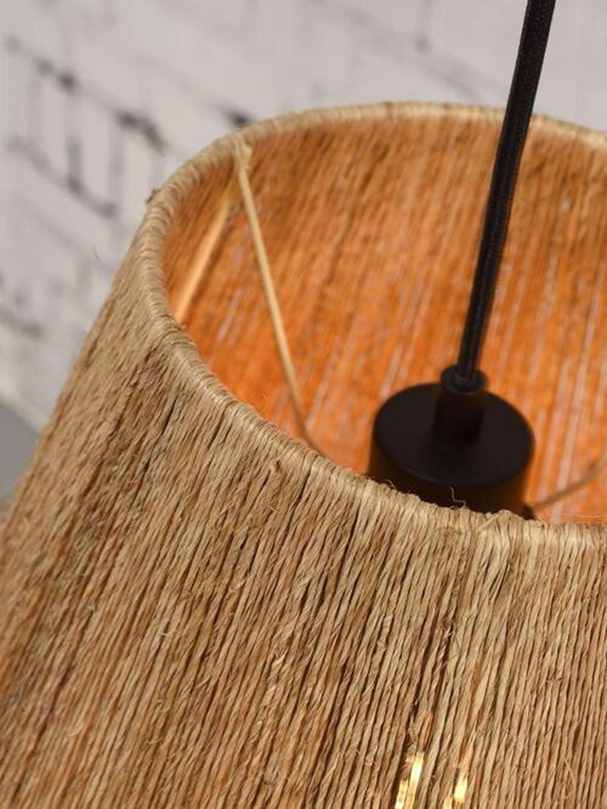 Hängeleuchte Iguazu H: 47 Cm 1-Flammig Höhenverstellbar - Hellbraun/Schwarz, Natur, Naturmaterialien/Kunststoff (40/47cm) - Good & Mojo