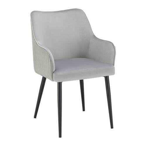 Zamatová stolička Caria sivá - čierna/svetlosivá, Modern, kov/drevo (57/89/60cm) - Bessagi Home