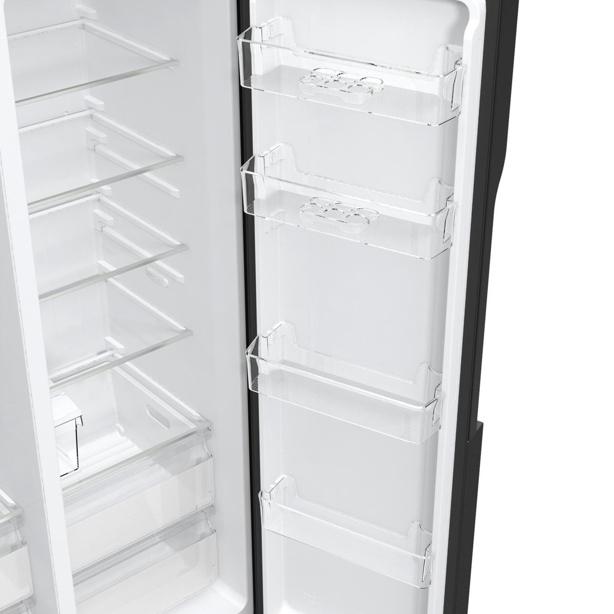 Side-by-side Nrr9185esbxl 2 Türen Schwarz - Schwarz, Basics, Glas/Kunststoff (91,5/178,6/69,8cm) - Gorenje