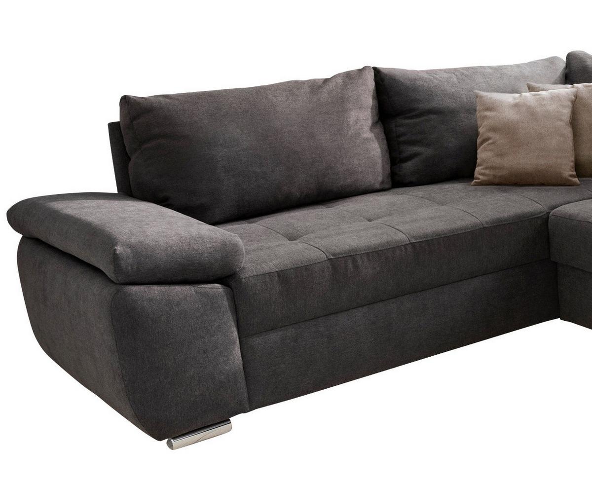 Wohnlandschaft Terana mit Schlaffunktion, Braun - Taupe/Chromfarben, KONVENTIONELL, Textil (219/305/157cm) - P & B