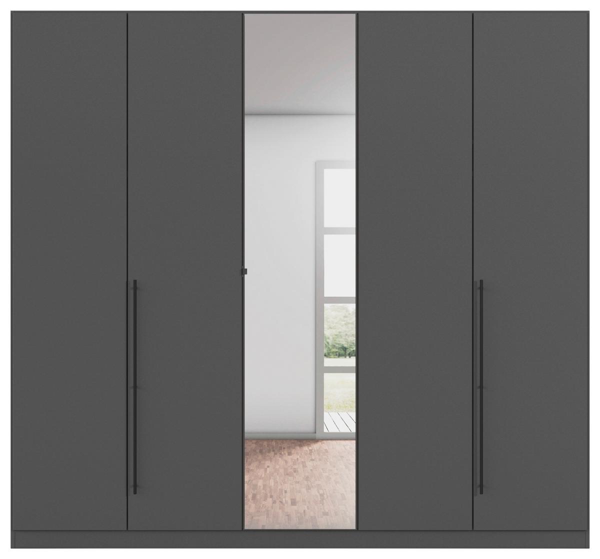 Kleiderschrank Safari mit Spiegel B: 226 cm - Grau, KONVENTIONELL, Holzwerkstoff (226/210/54cm)