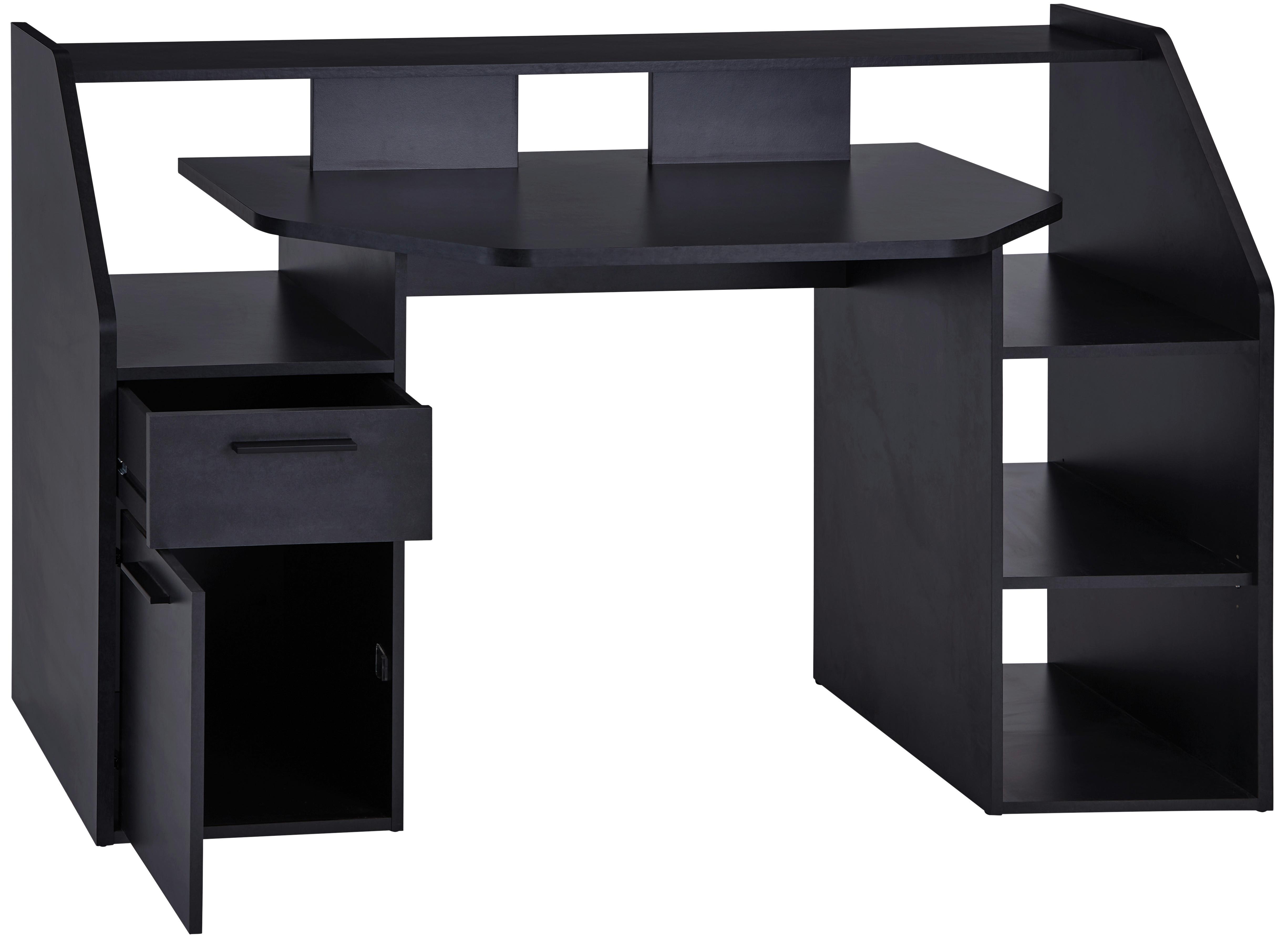 Stůl Na Herní Pc Enter - černá/barvy grafitu, Moderní, kompozitní dřevo/plast (160/95,7/71,5cm)