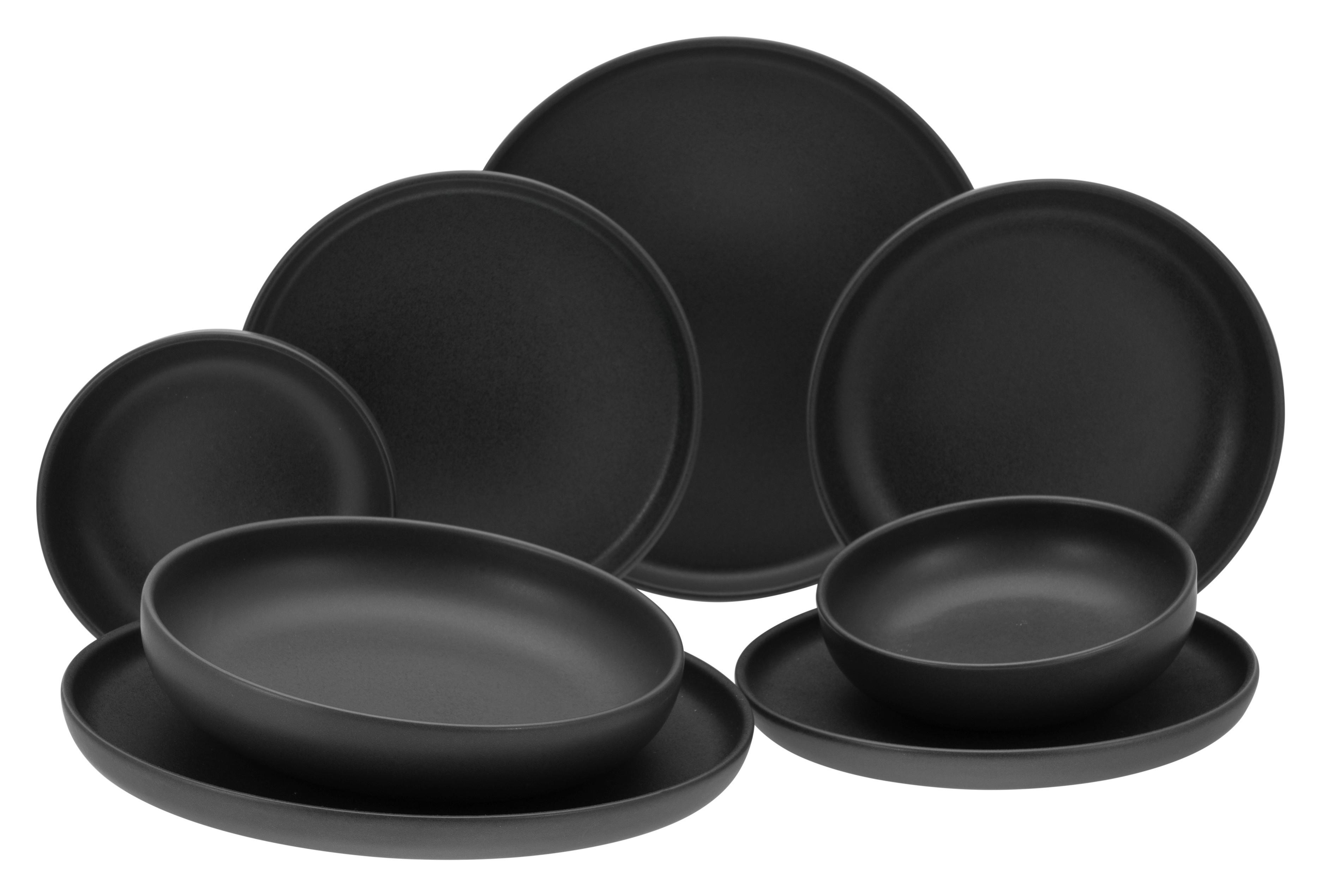 Kombiservice Uno Black 8--teilig., Schwarz - Schwarz, Basics, Keramik - Creatable