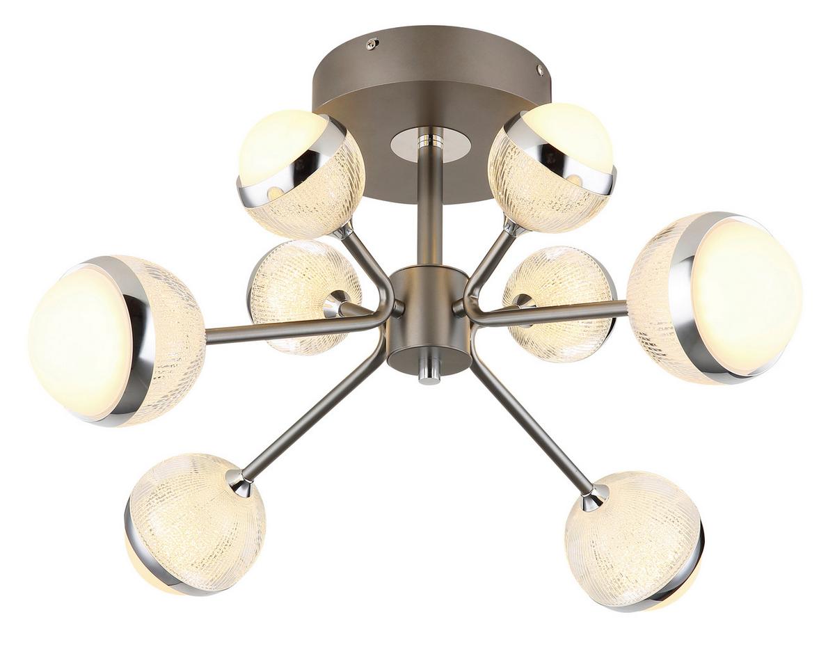 LED-Deckenleuchte 56011-8d - Klar/Titanfarben, KONVENTIONELL, Kunststoff/Metall (61/29cm) - Globo