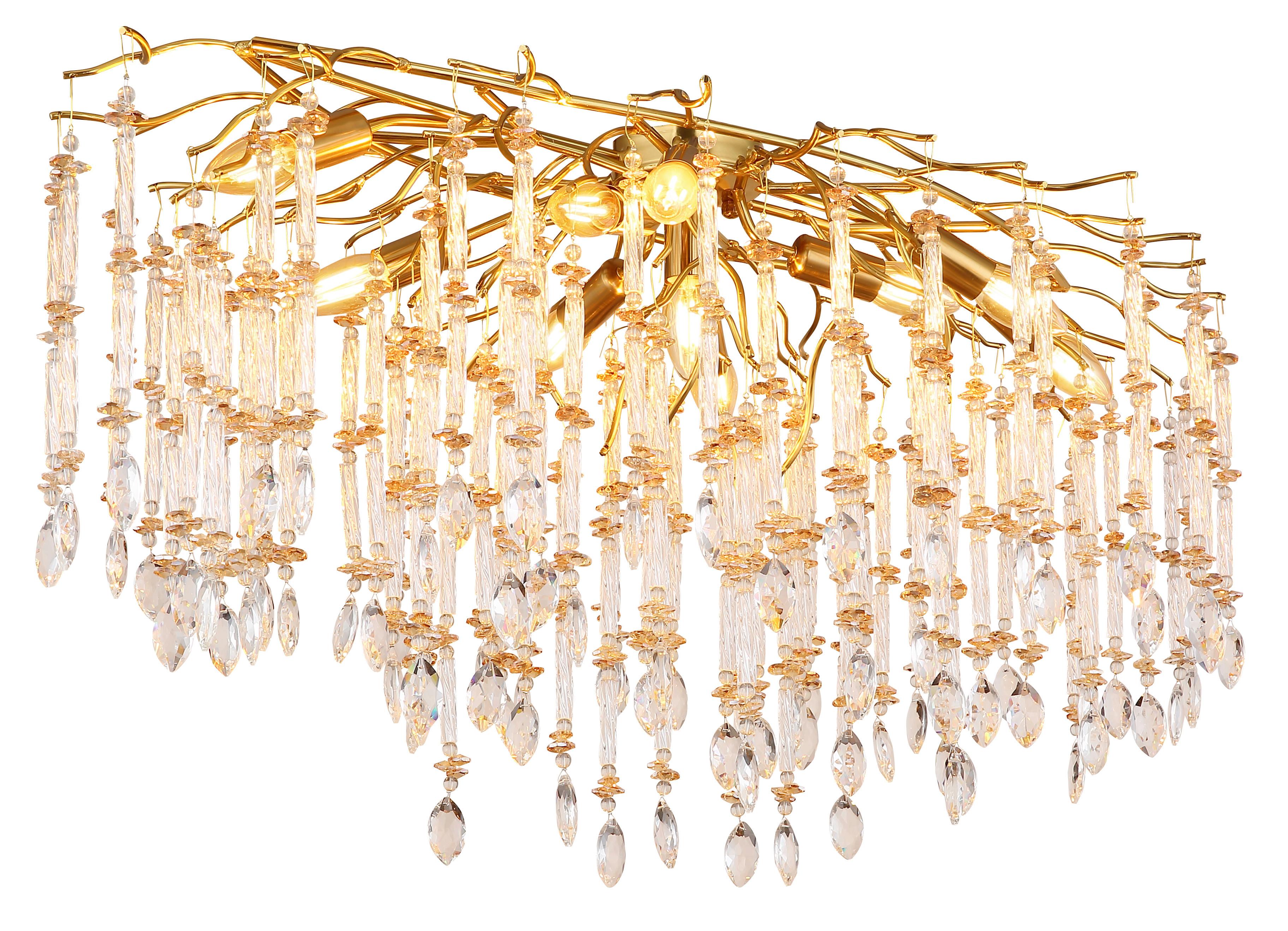 Deckenleuchte Gloria Kristalgllas, ca. 100x55x48 cm - Klar/Goldfarben, KONVENTIONELL, Glas/Metall (100/55/48cm) - Globo