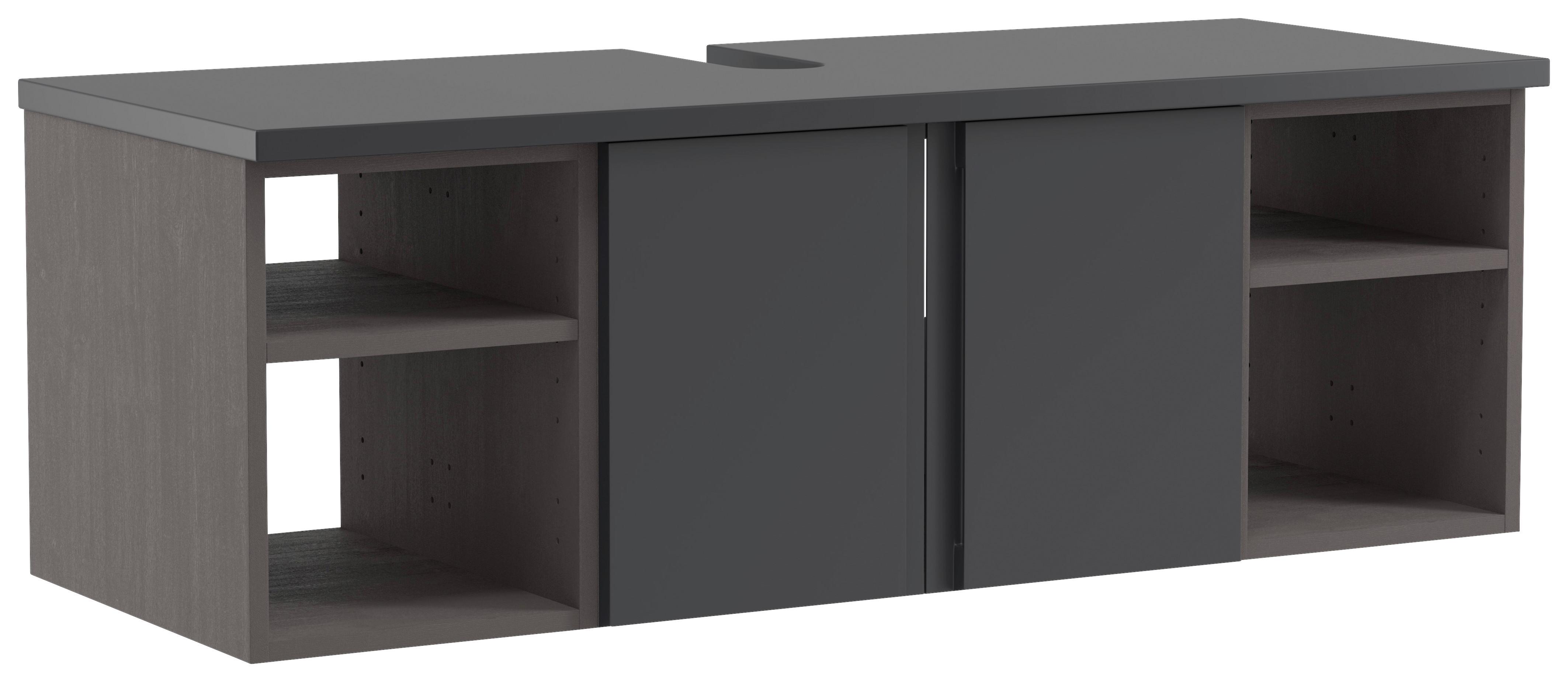 Hängender Waschbecken- unterschrank Arosa B: 120 cm - Graphitfarben/Grau, MODERN, Holzwerkstoff (120/41/47cm) - Held