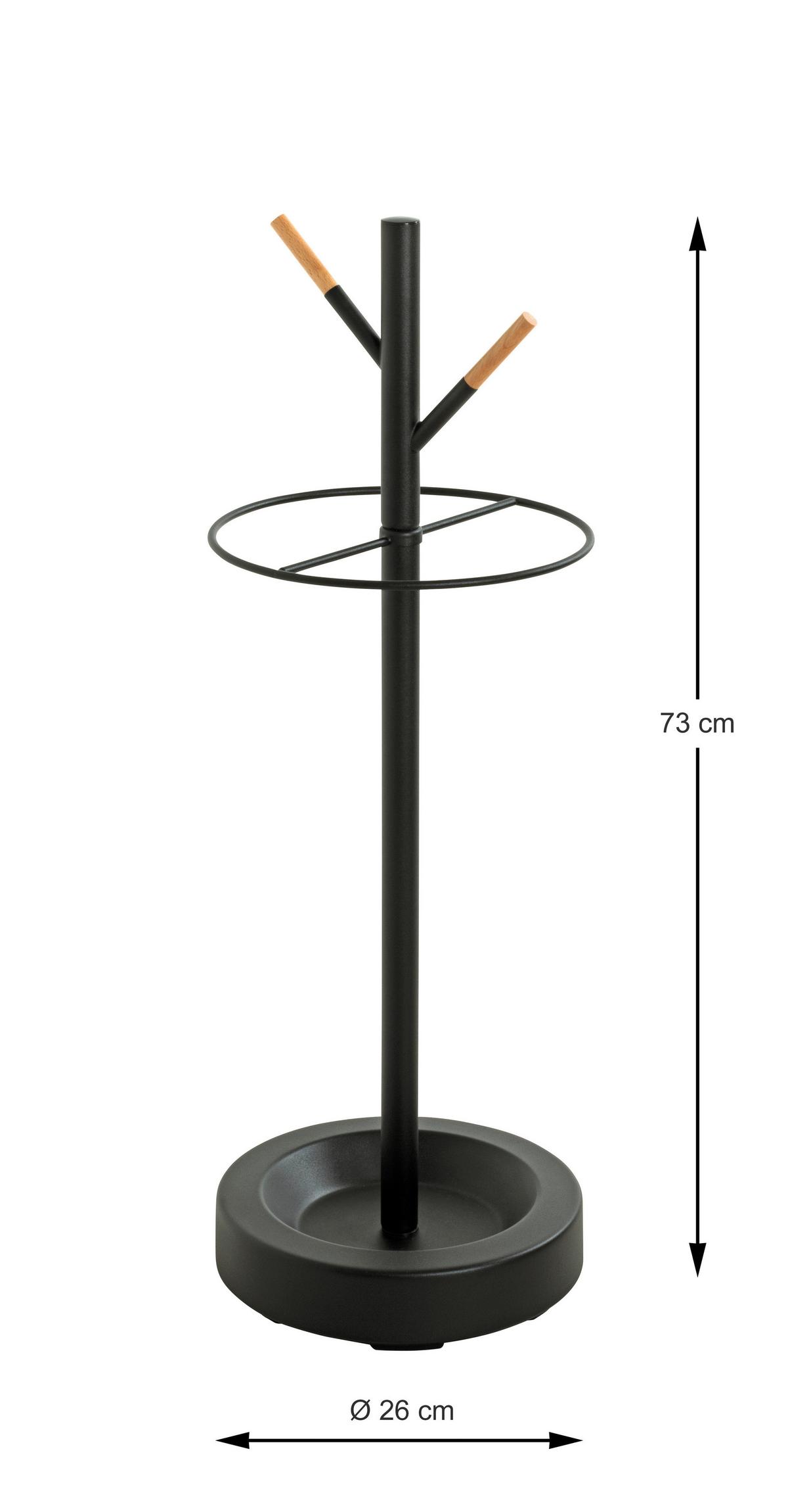 Schirmständer Pula Schwarz D: 26 Cm - Schwarz, Trend, Holz/Metall (26/73cm)