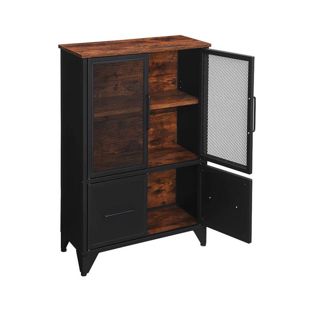 Kommode B: 70 cm Braun/Schwarz - Schwarz/Braun, Trend, Holzwerkstoff/Metall (70/100/33cm) - Boxxx