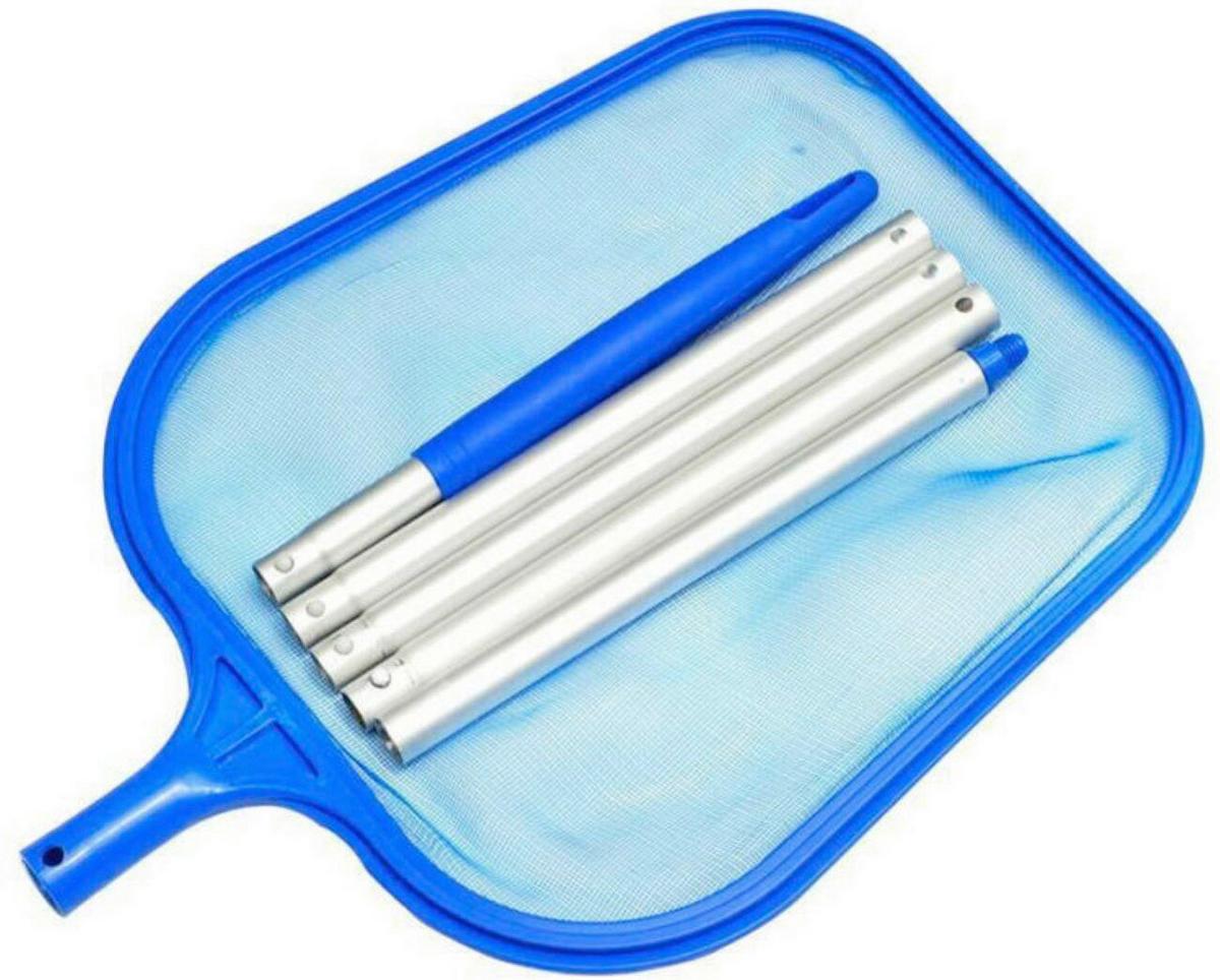 Leszedőháló Nyéllel Pooltrend - világoskék/alumíniumszínű, Basics, műanyag/textil (30/157/2,35cm)