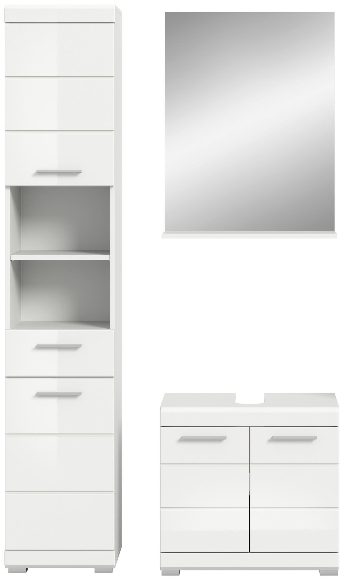 Badezimmer Scout Weiß B: 97 Cm - Weiß Hochglanz/Silberfarben, MODERN, Glas/Holzwerkstoff (97cm) - MID.YOU