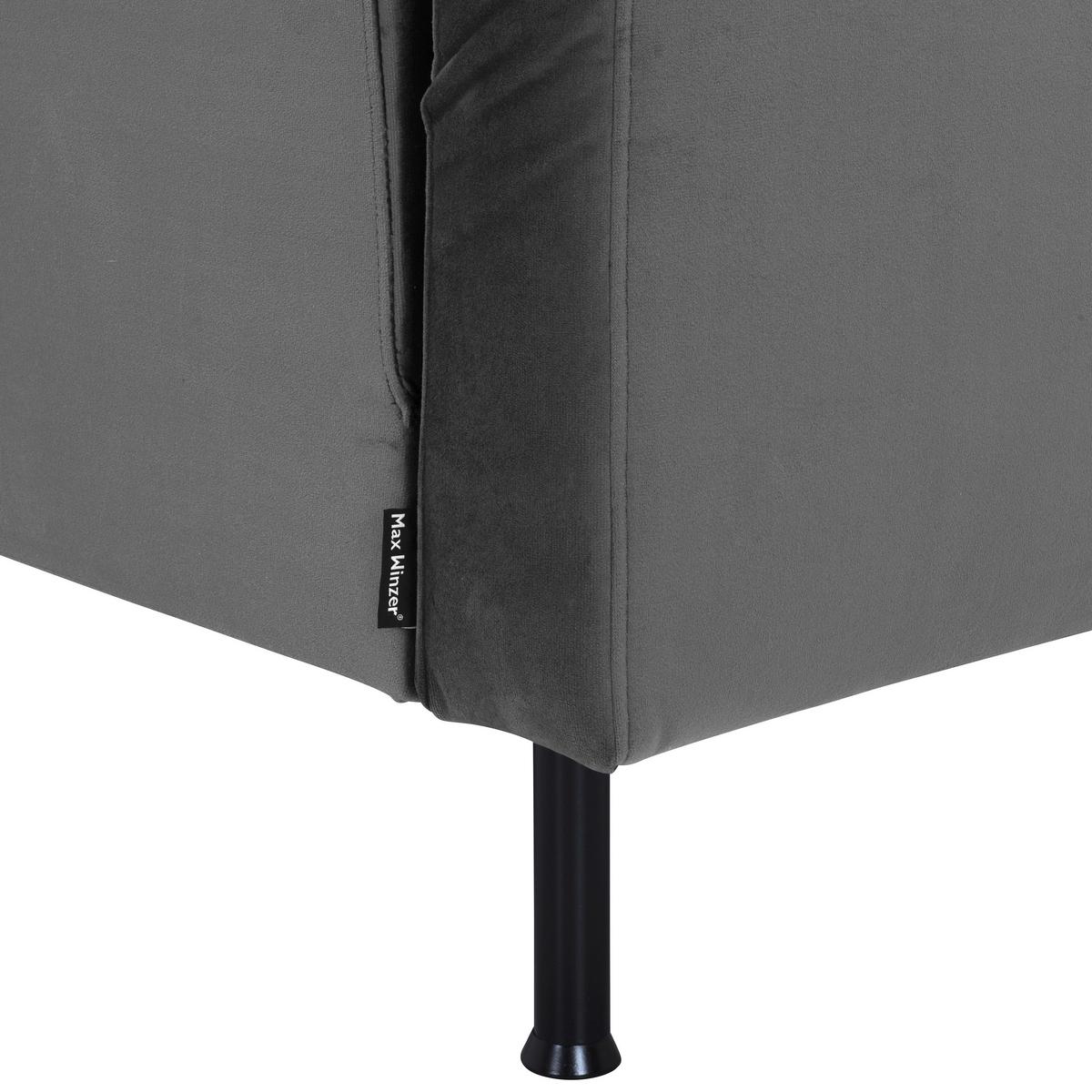 Recamiere Ivo L: 190cm Velours Anthrazit - Anthrazit/Schwarz, Design, Textil (190/87/81cm) - Max Winzer