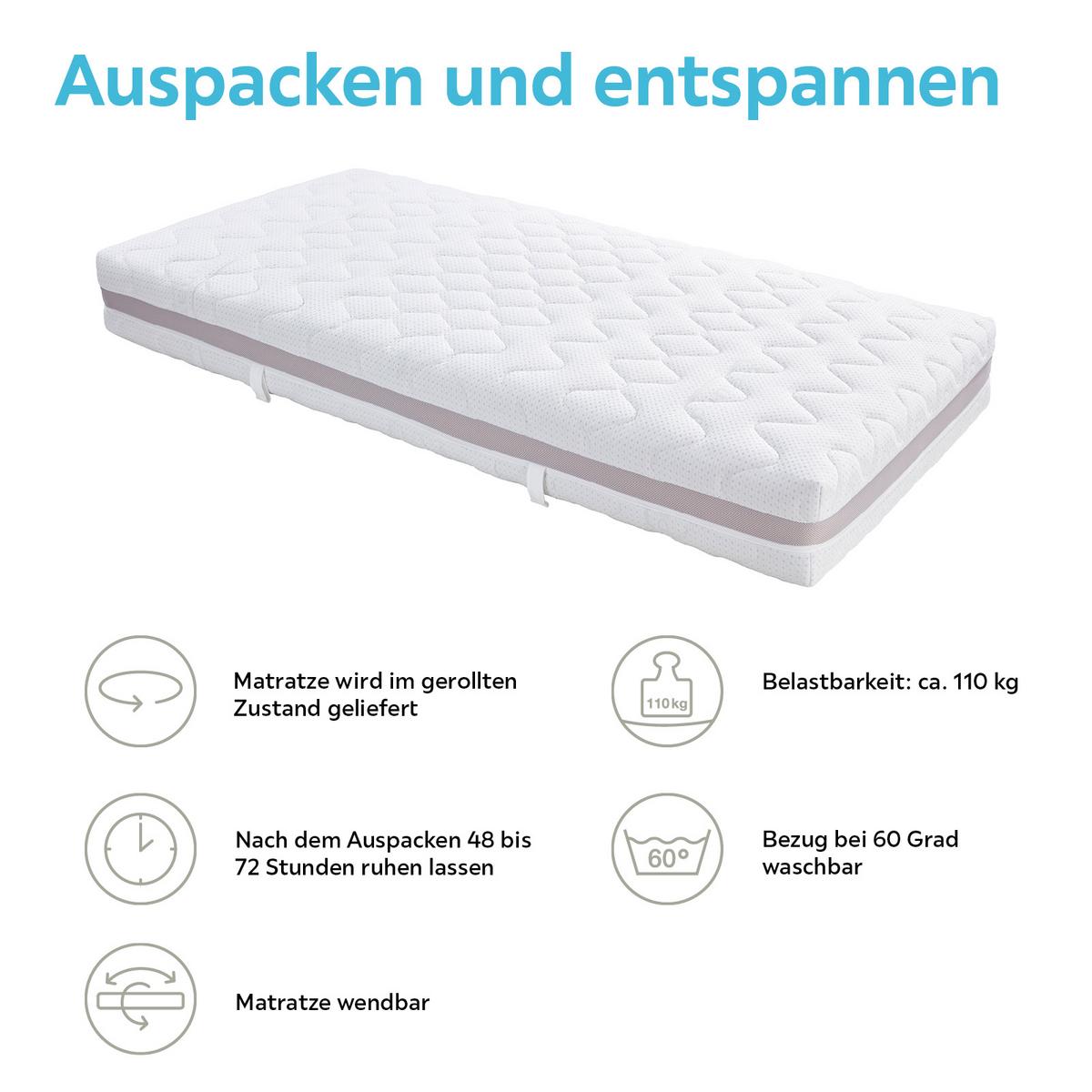 Taschenfederkernmatratze Visco Dream 90x200 cm H3 H: 22 cm - Weiß, KONVENTIONELL, Textil (90/200cm) - Livetastic