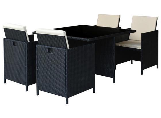 Gartengarnitur Diana - Beige/Schwarz, MODERN, Glas/Kunststoff - Luca Bessoni Gartengarnitur Diana - Beige/Schwarz, MODERN, Glas/Kunststoff - Luca Bessoni