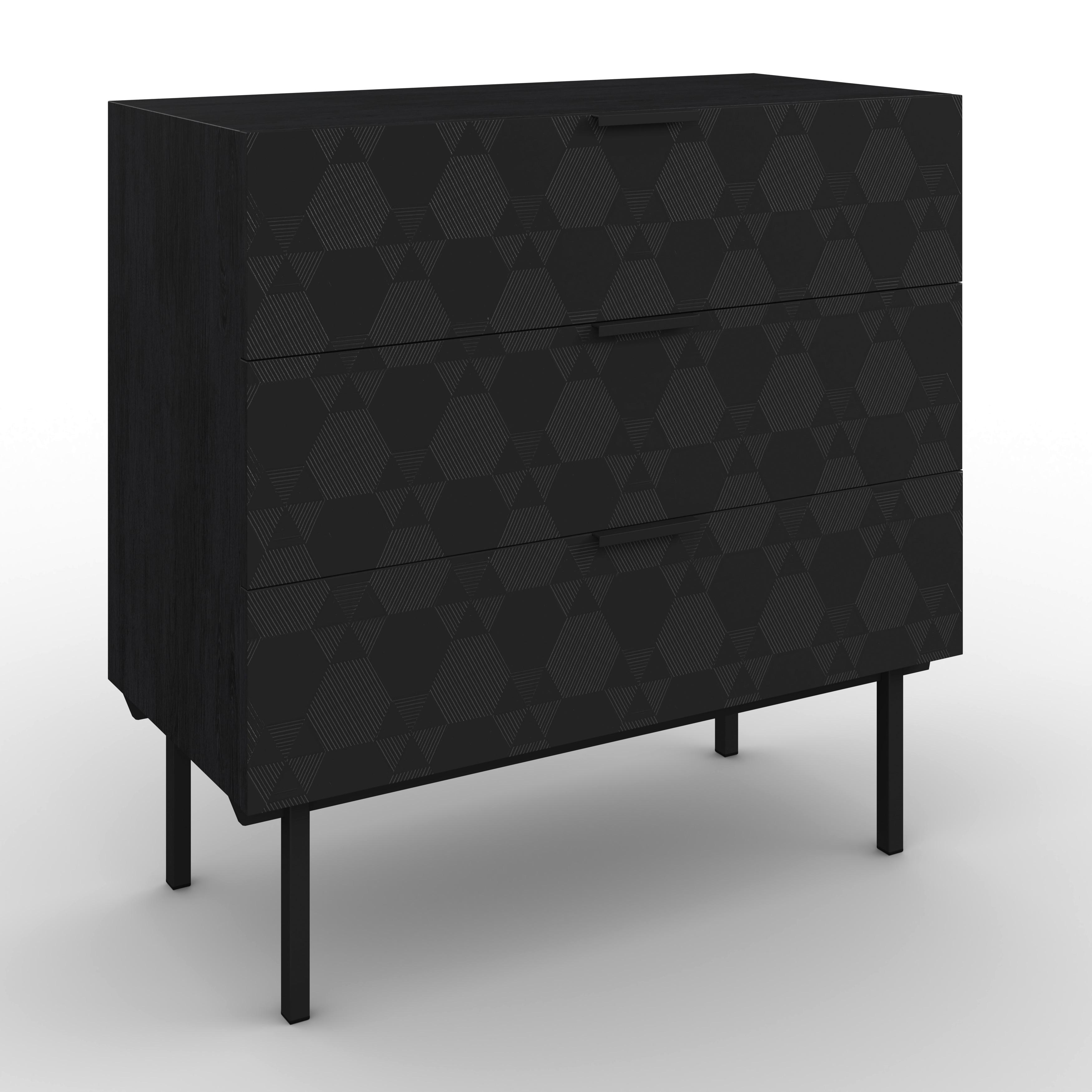 Komoda ROMA - černá, Moderní, kov/dřevo (85/80/40cm) - Bessagi Home