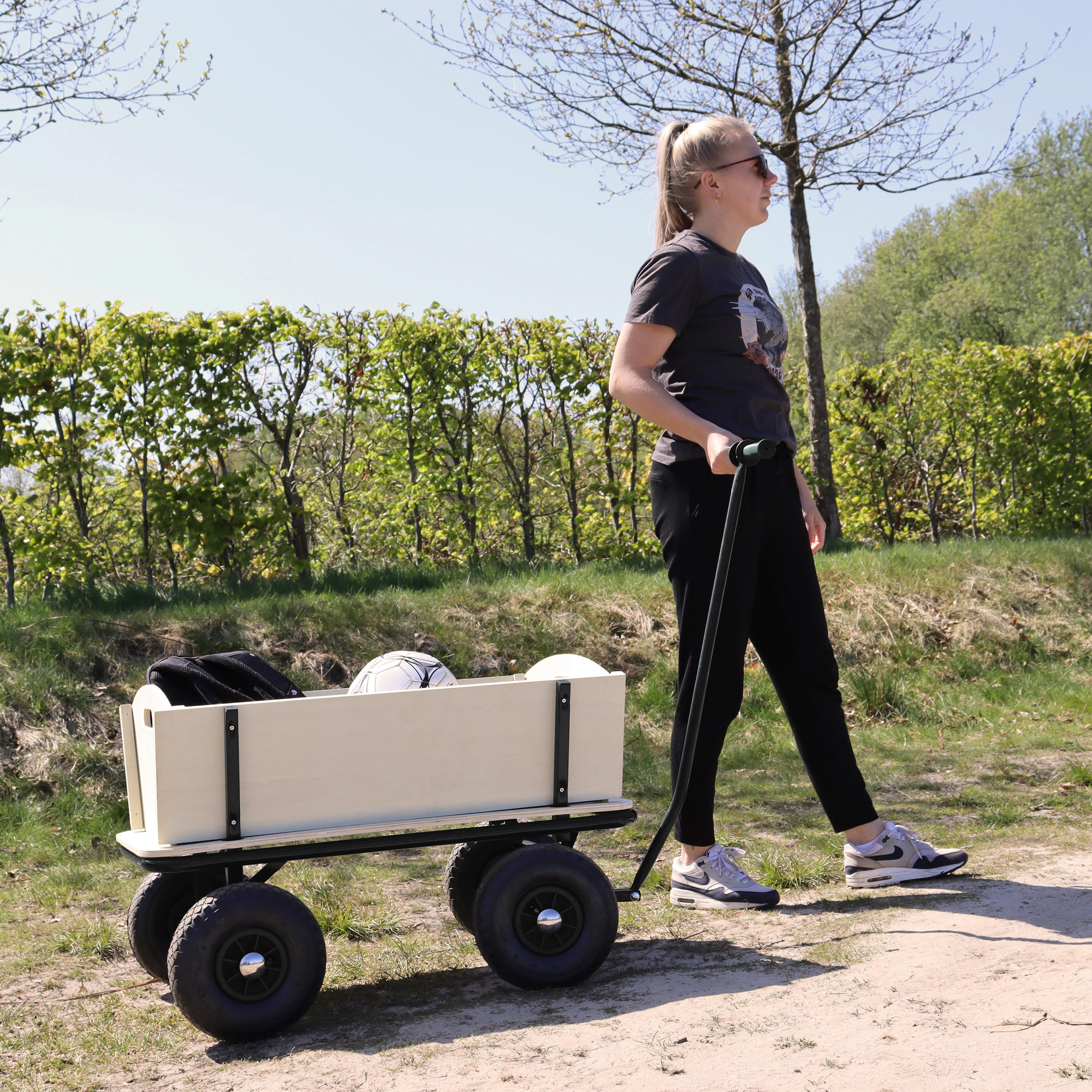 Bollerwagen Cc93611 - Schwarz/Braun, KONVENTIONELL, Holz/Metall (61/95/97cm) - Ambia Garden