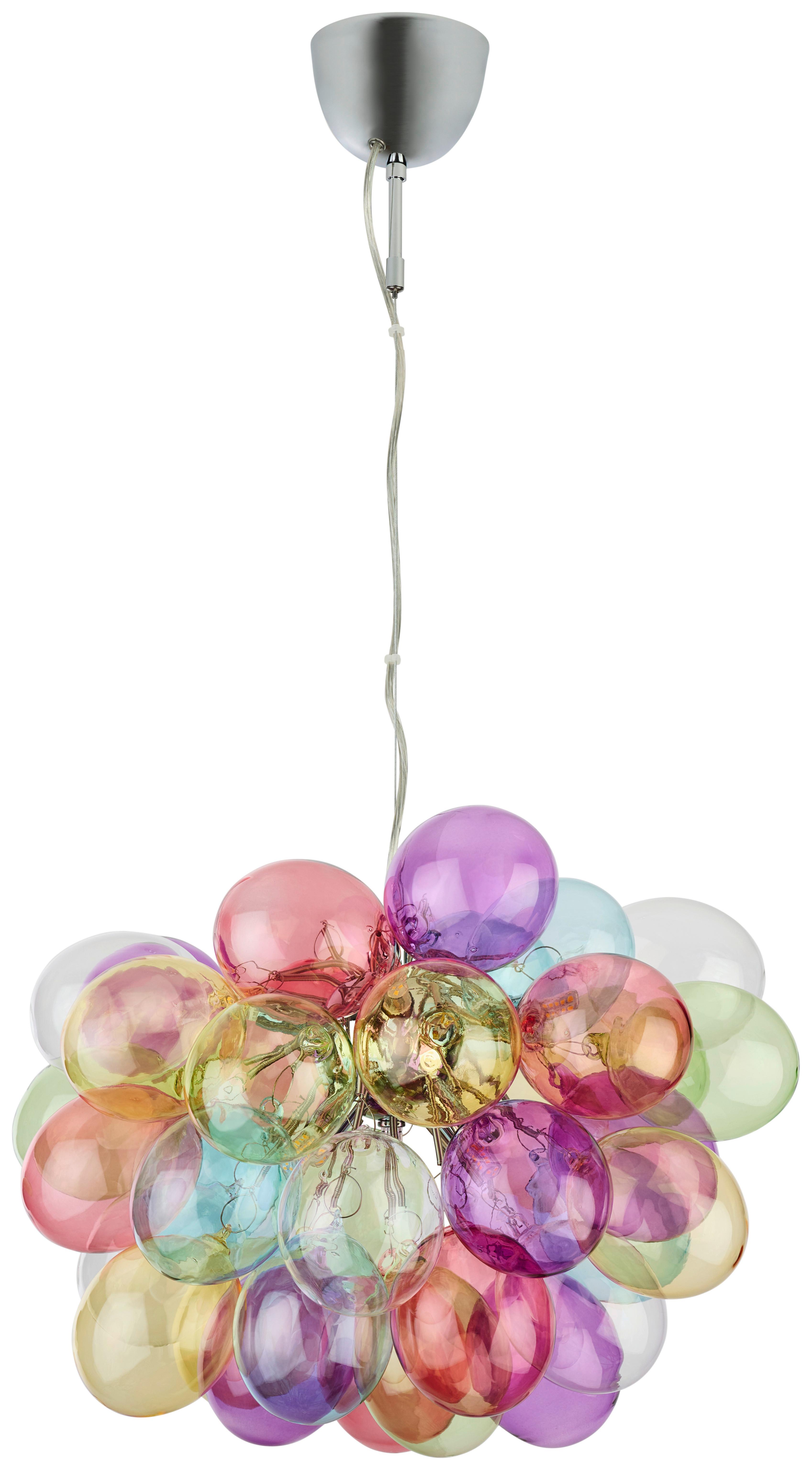 Hängeleuchte Corby H: 45 cm 8-Flammig Aus Buntem Glas - Türkis/Transparent, Design, Glas (50/45cm) - By Rydéns