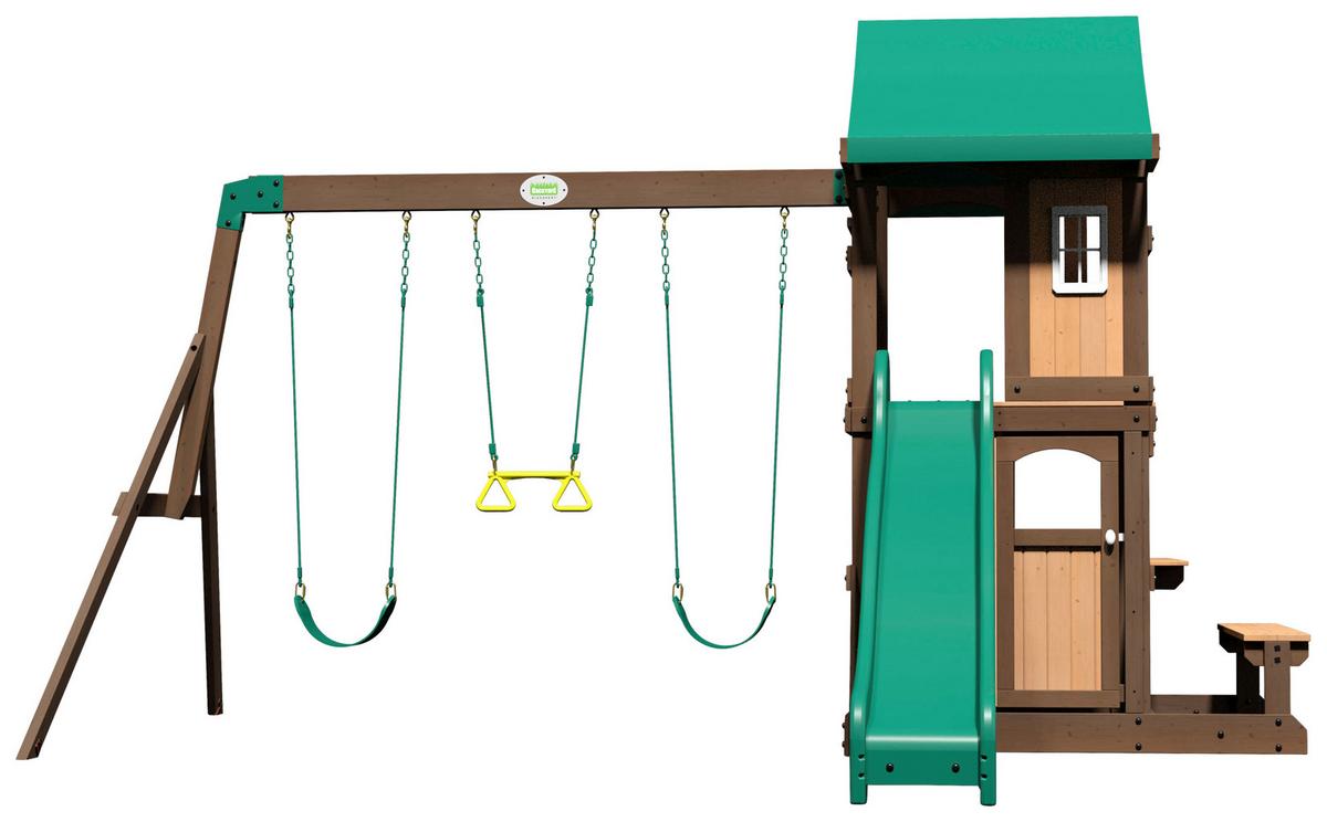 Spielturm Lakewood Braun/Grün B: 340 cm - Braun/Grün, KONVENTIONELL, Holz (340/260/430cm) - Ambia Garden