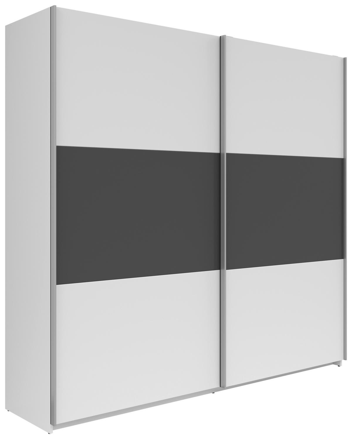 Schwebetürenschrank 218 cm Saturn Weiß Dekor - Graphitfarben/Weiß, KONVENTIONELL, Holzwerkstoff (218/210/59cm)