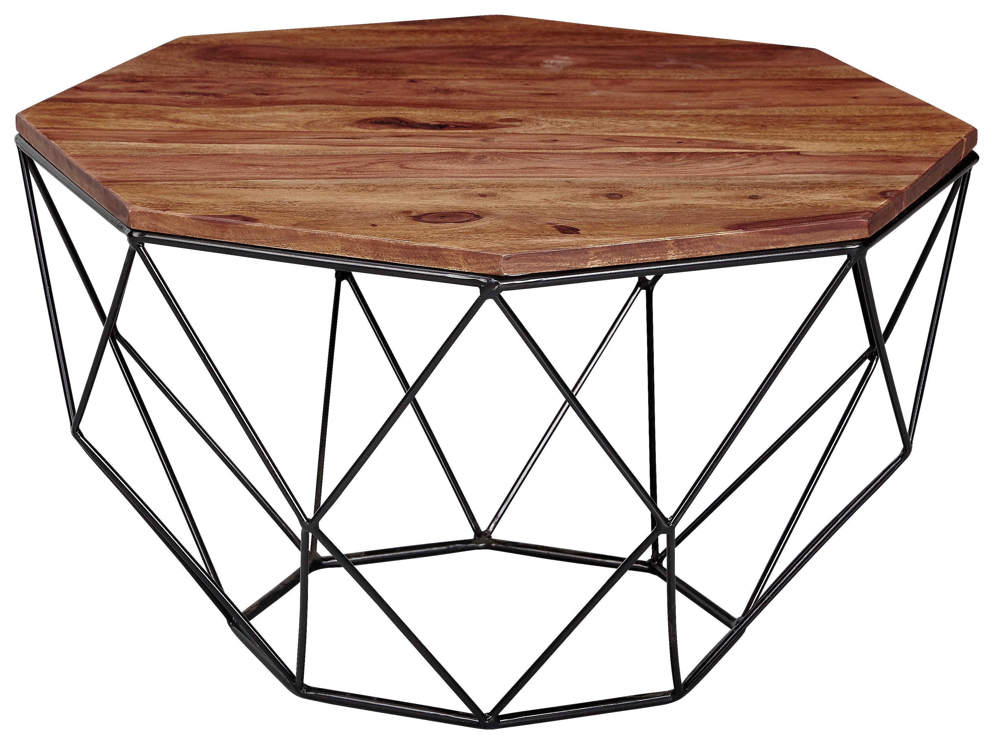 Konferenčný stolík sheesham - čierna/farba indického palisandra, Konventionell, kov/drevo (60/40/60cm) - MID.YOU