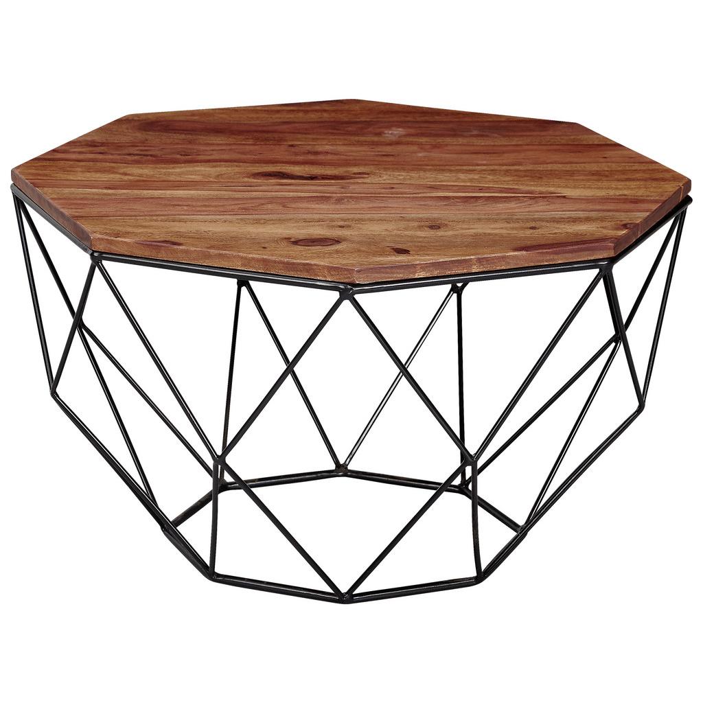 Couchtisch Rund Holz Massiv Mit Gittergestell