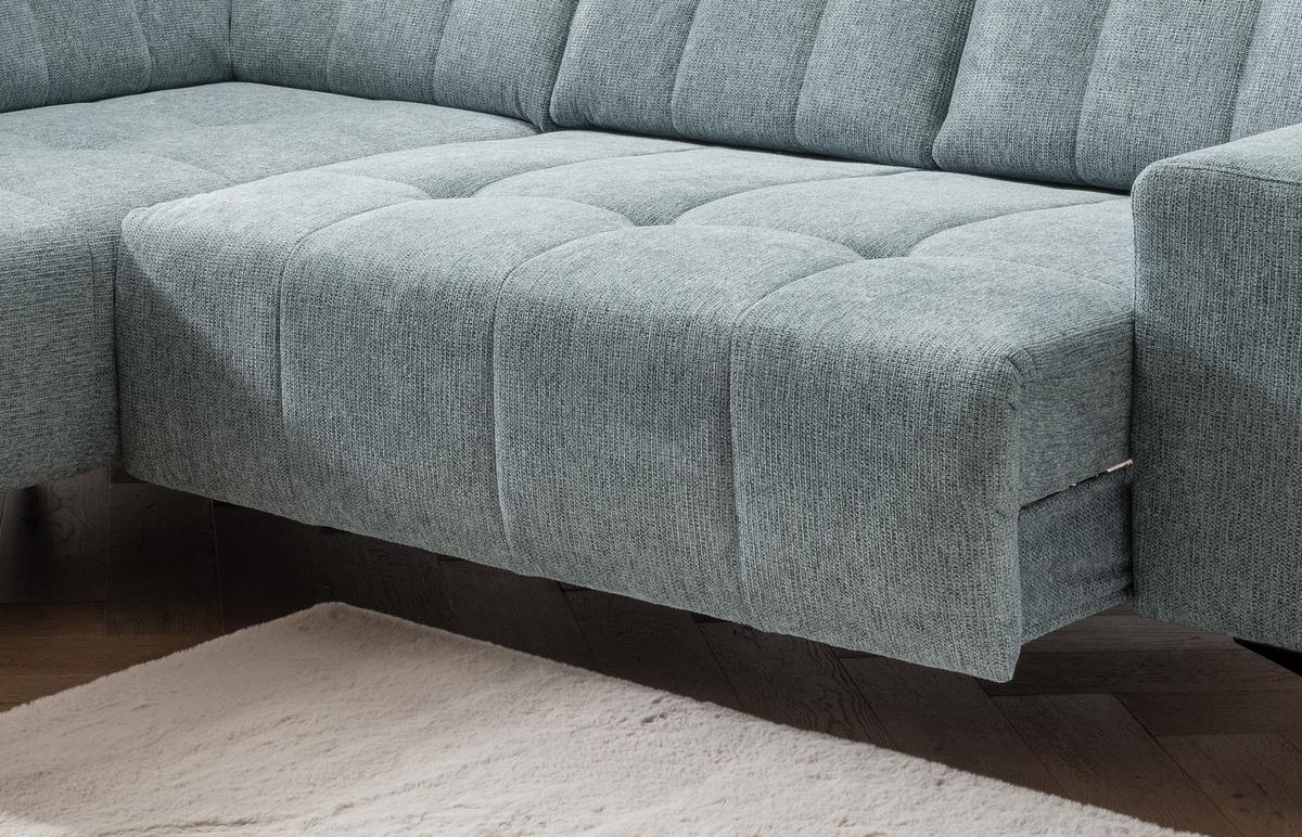 Ecksofa mit USB Anschluss Sano, Mintgrün, S: 200x261 cm - Schwarz/Mintgrün, MODERN, Textil (200/261cm) - Livetastic