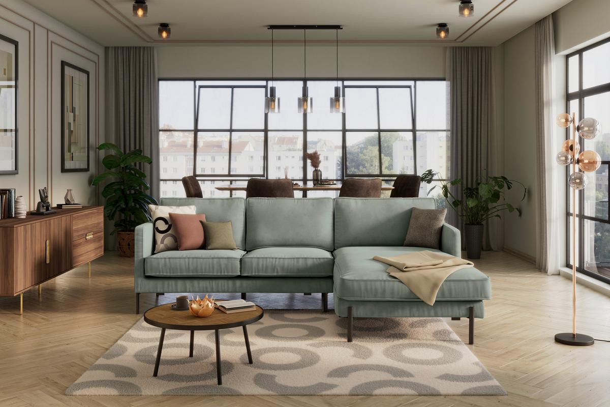 Ecksofa Yukon Türkis S: 232x154 Cm - Türkis/Schwarz, Trend, Textil (232/154cm) - Livetastic