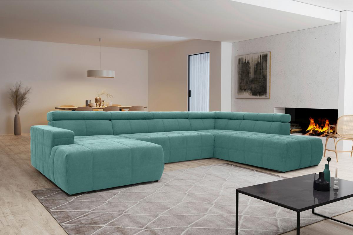 Moderne Wohnlandschaft in U-Form mit Kopfstützen und Armlehne