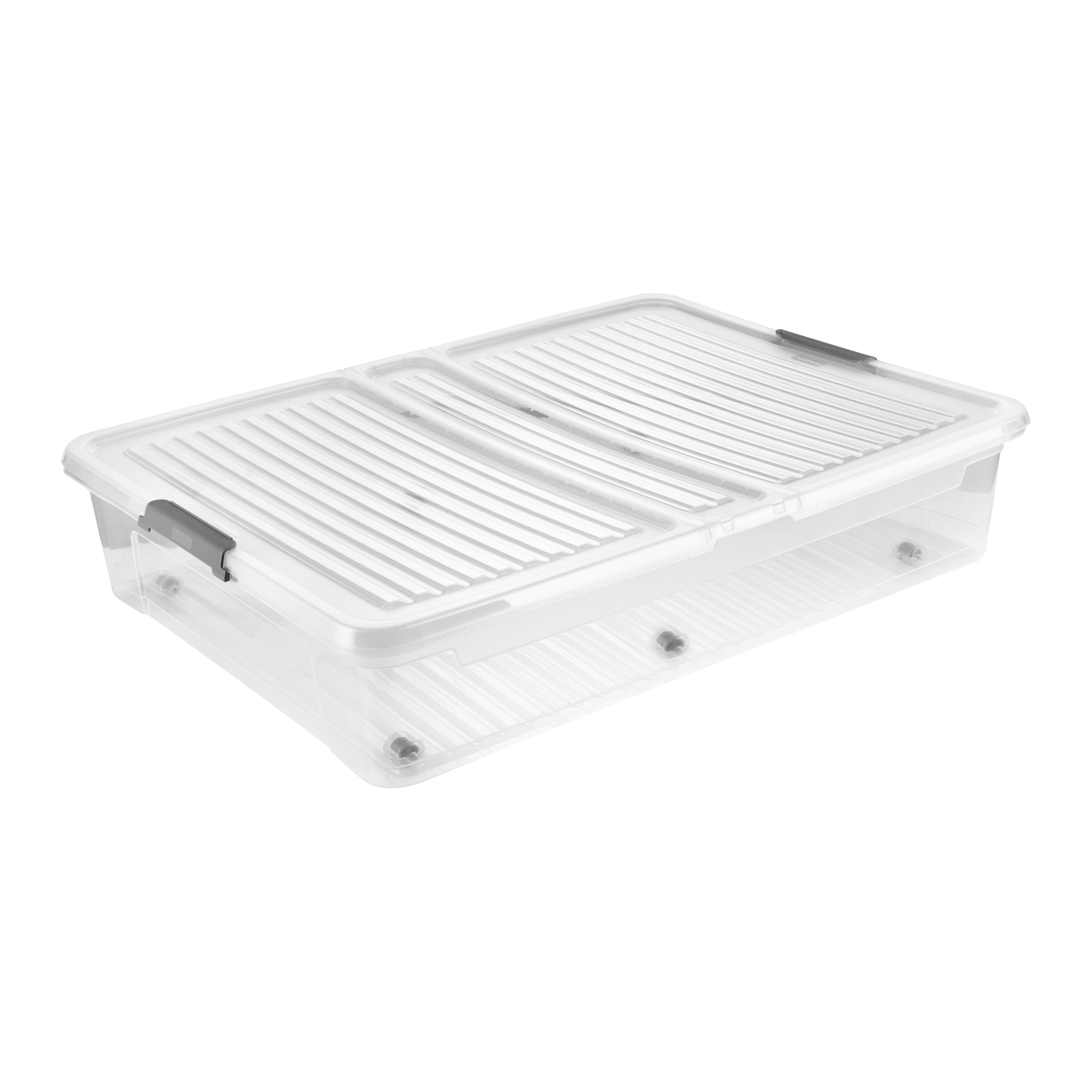 box pod posteľ na kolieskach LEO - CA. 53L -EXT- - priehľadné, Konventionell, plast (77/58/16cm)