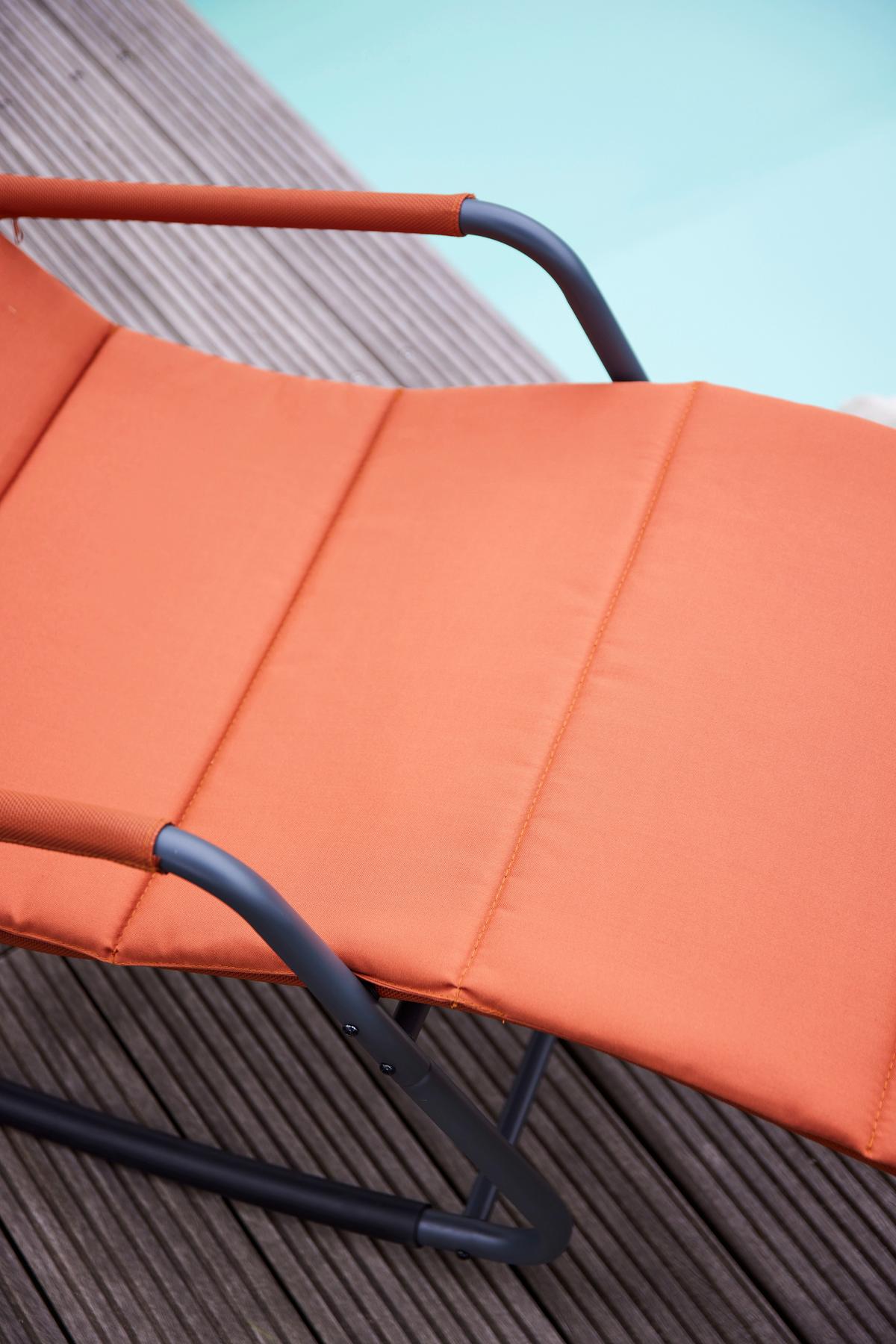Garten-Relaxliege P02079 - Orange, KONVENTIONELL, Textil/Metall (57/81/143cm) - Siena Garden