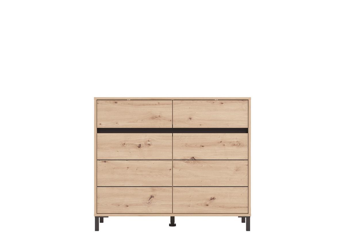 Komód Marron - fekete/Artisan tölgy, Basics, faalapú anyag (106/90/40cm)