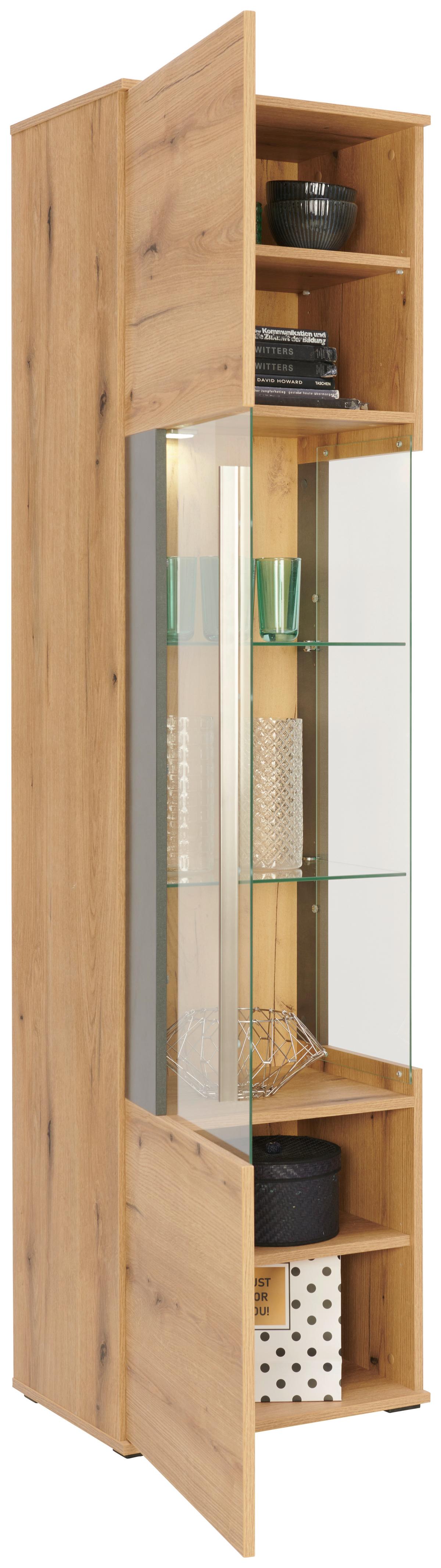 Vitrine Limit B: 52 cm Coast Evoke Eiche Dekor/Matera - MODERN, Glas/Holzwerkstoff (52/201/40cm)