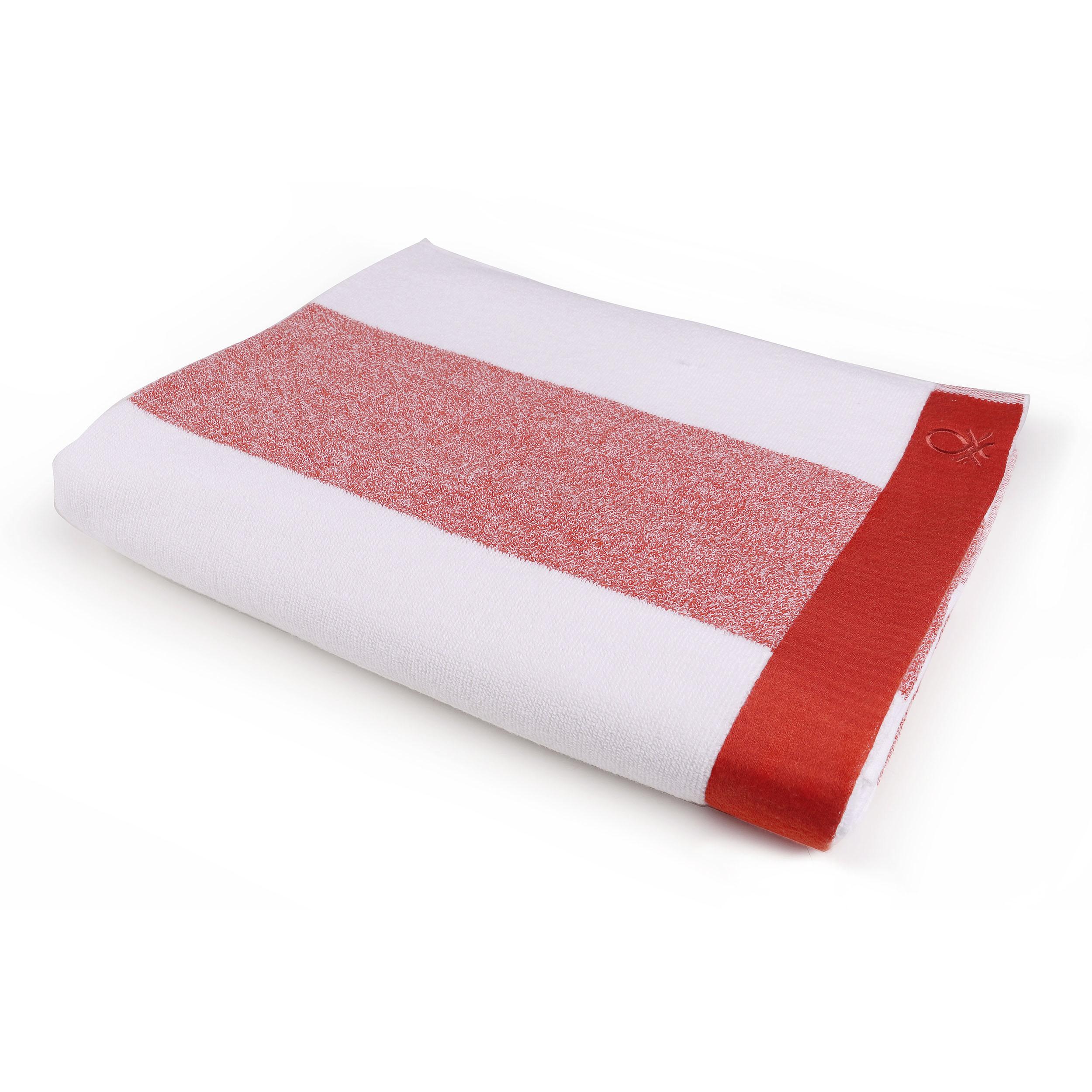 Strandtuch Baumwolle Rot/ Weiss 90x160x1,5 cm - Rot/Weiß, Basics, Textil (90/160/1.5cm) - Benetton