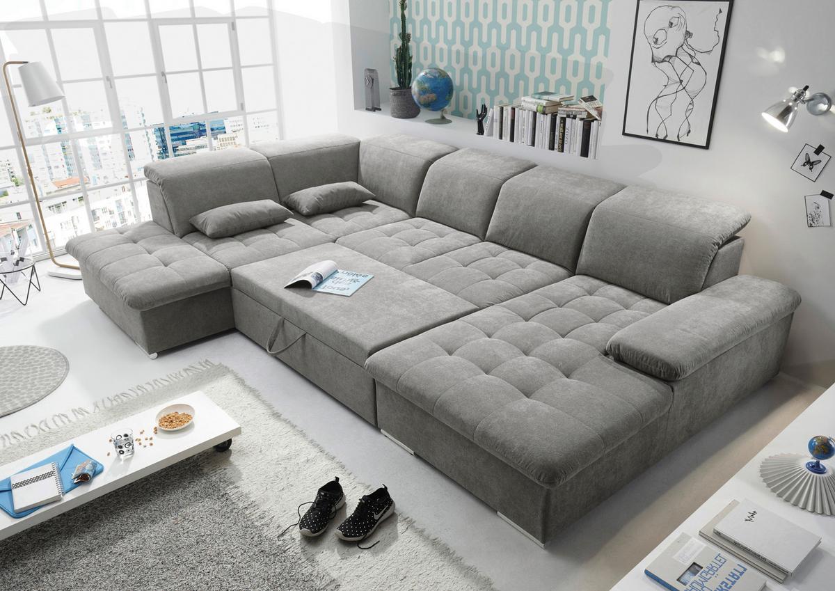 Sedací souprava jílová - barvy stříbra/jílová barva, Konvenční, textil/plast (240/340/188cm) - MID.YOU