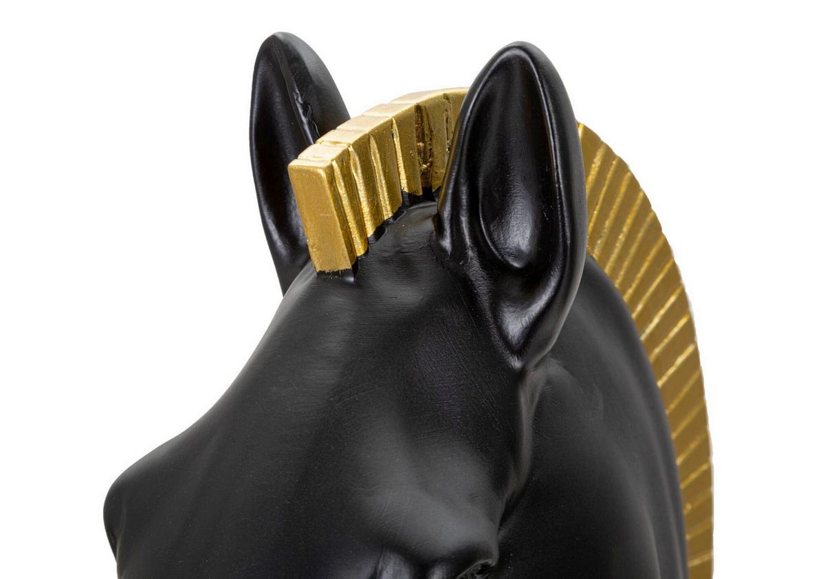 Skulptur Black And Gold Horse B: 18,5 cm - Goldfarben/Schwarz, Basics, Kunststoff (18.5/50/18.5cm)